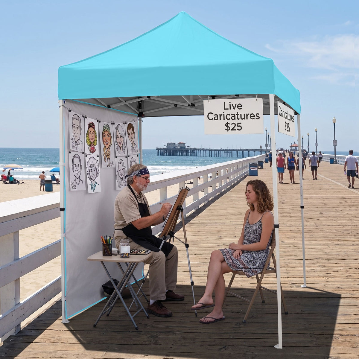 5x5 Pop Up Canopy Tent with 1 Removable Sidewall - Eagle Peak®