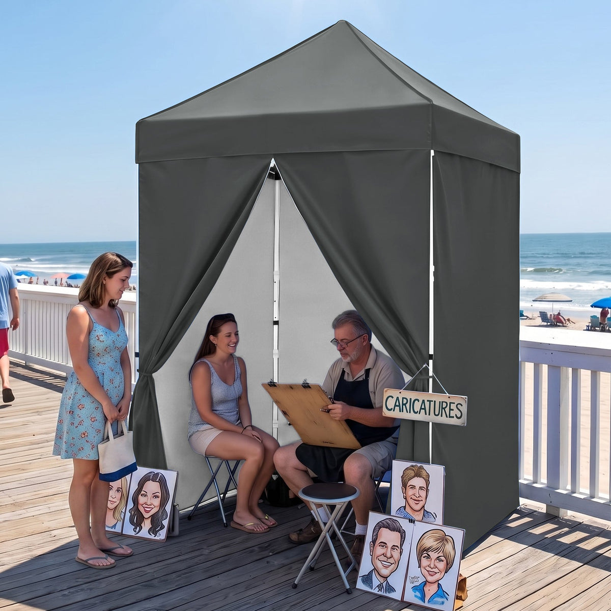 5x5 Pop Up Canopy Tent with 4 Removable Sidewalls - Eagle Peak®