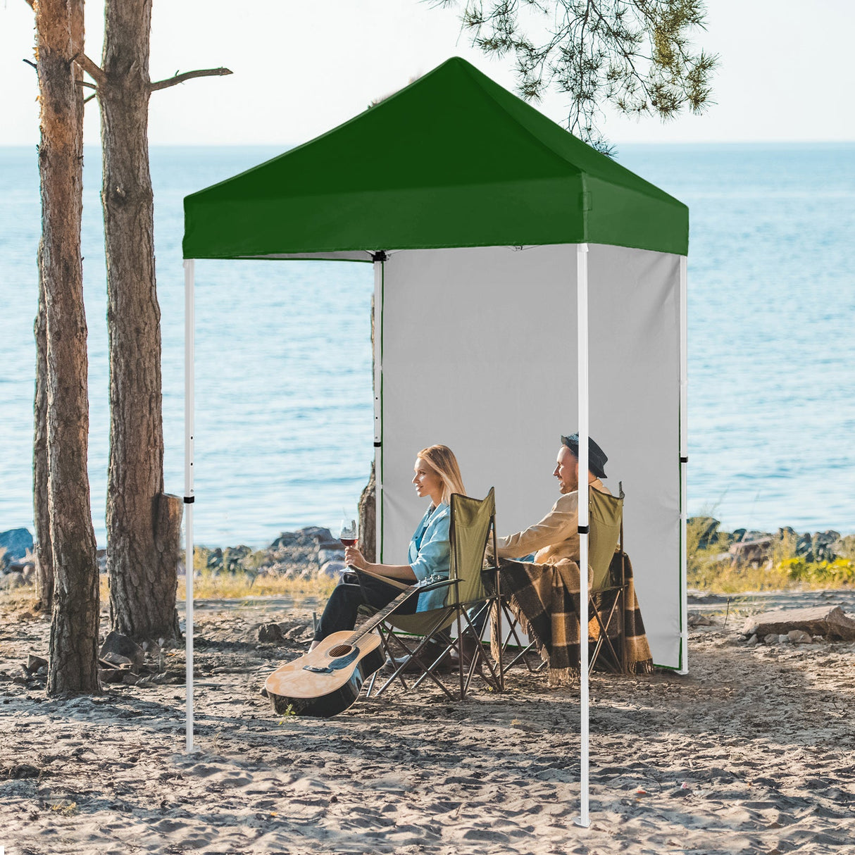 5x5 Straight Leg Pop Up Canopy Tent with One Removable Sunwall - Eagle Peak Custom Canopy Tent
