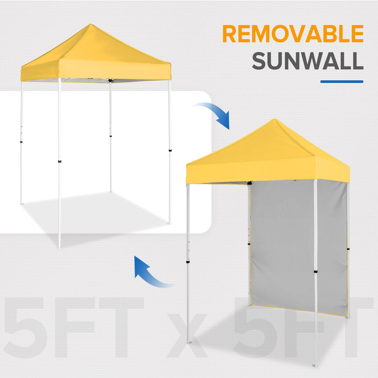 5x5 Straight Leg Pop Up Canopy Tent with One Removable Sunwall - Eagle Peak Custom Canopy Tent