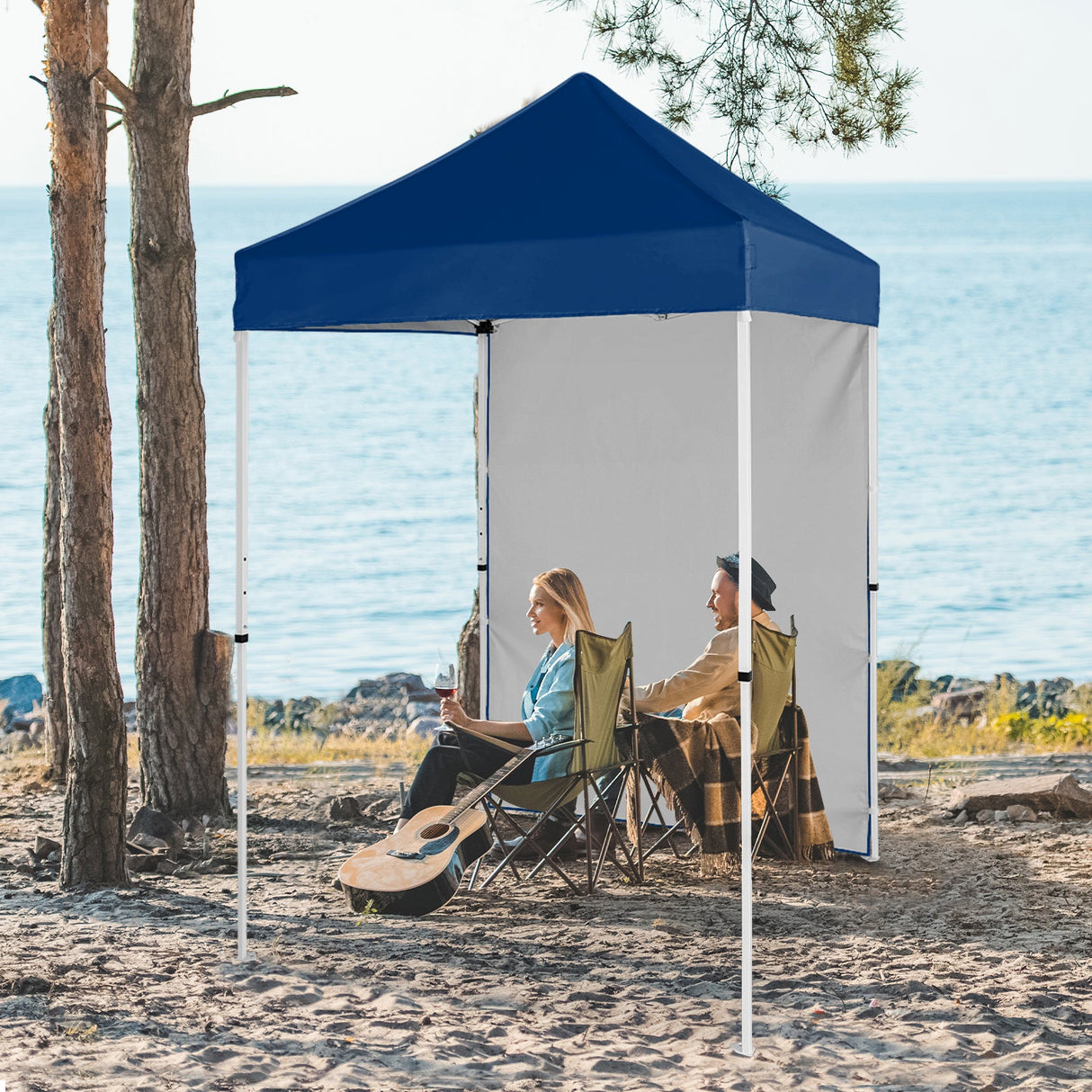 5x5 Straight Leg Pop Up Canopy Tent with One Removable Sunwall - Eagle Peak Custom Canopy Tent