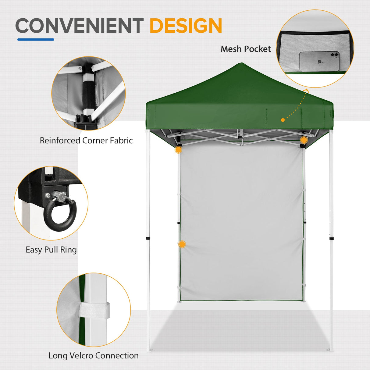 5x5 Straight Leg Pop Up Canopy Tent with One Removable Sunwall - Eagle Peak Custom Canopy Tent