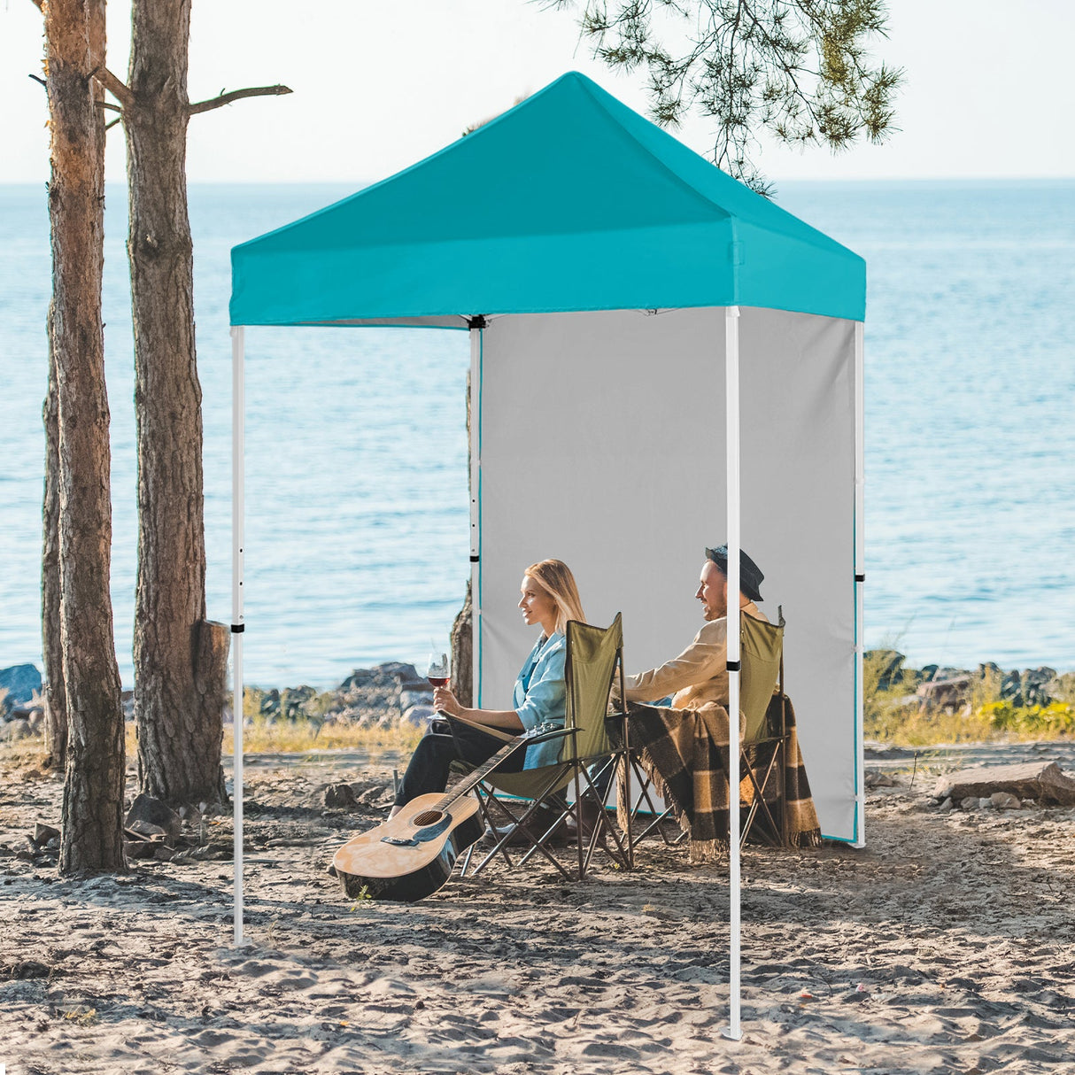 5x5 Straight Leg Pop Up Canopy Tent with One Removable Sunwall - Eagle Peak Custom Canopy Tent