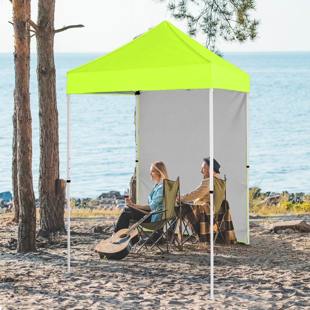 5x5 Straight Leg Pop Up Canopy Tent with One Removable Sunwall - Eagle Peak Custom Canopy Tent