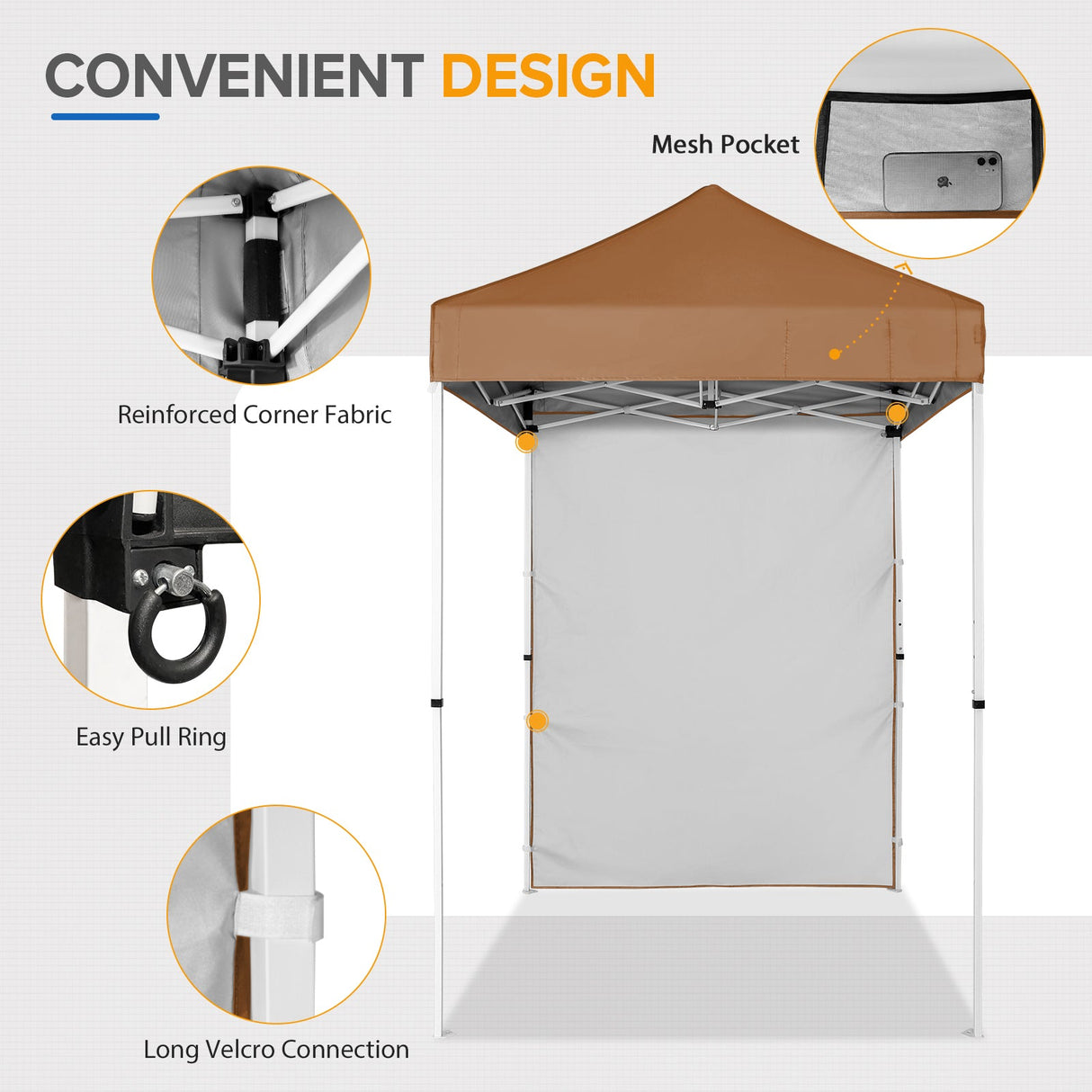 5x5 Straight Leg Pop Up Canopy Tent with One Removable Sunwall - Eagle Peak Custom Canopy Tent