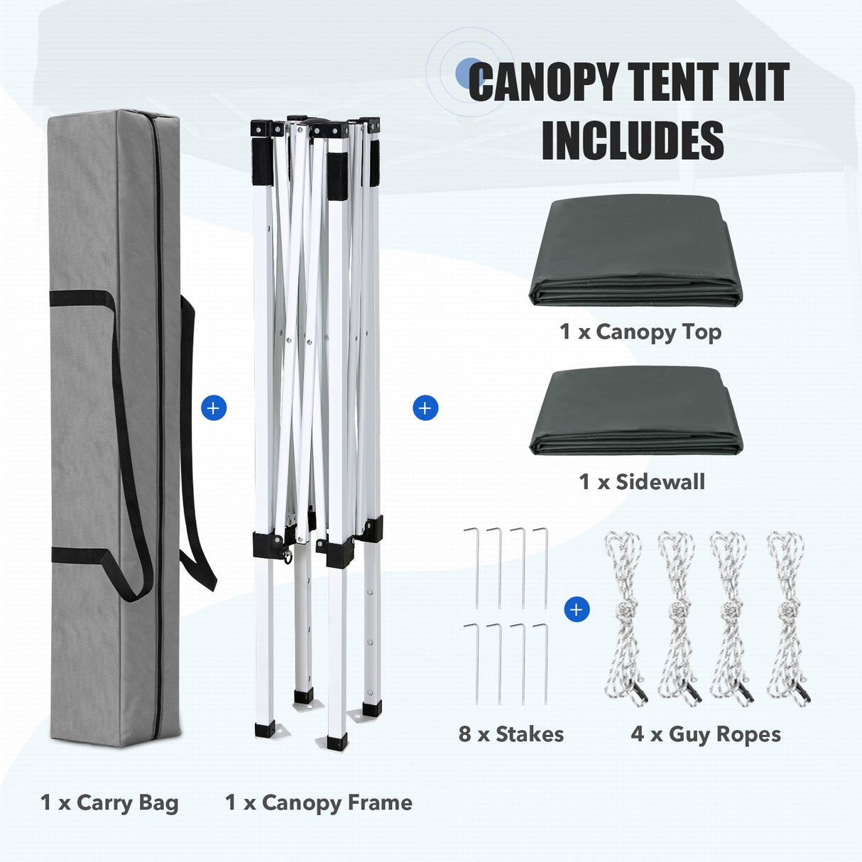 5x5 Straight Leg Pop Up Canopy Tent with One Removable Sunwall - Eagle Peak®