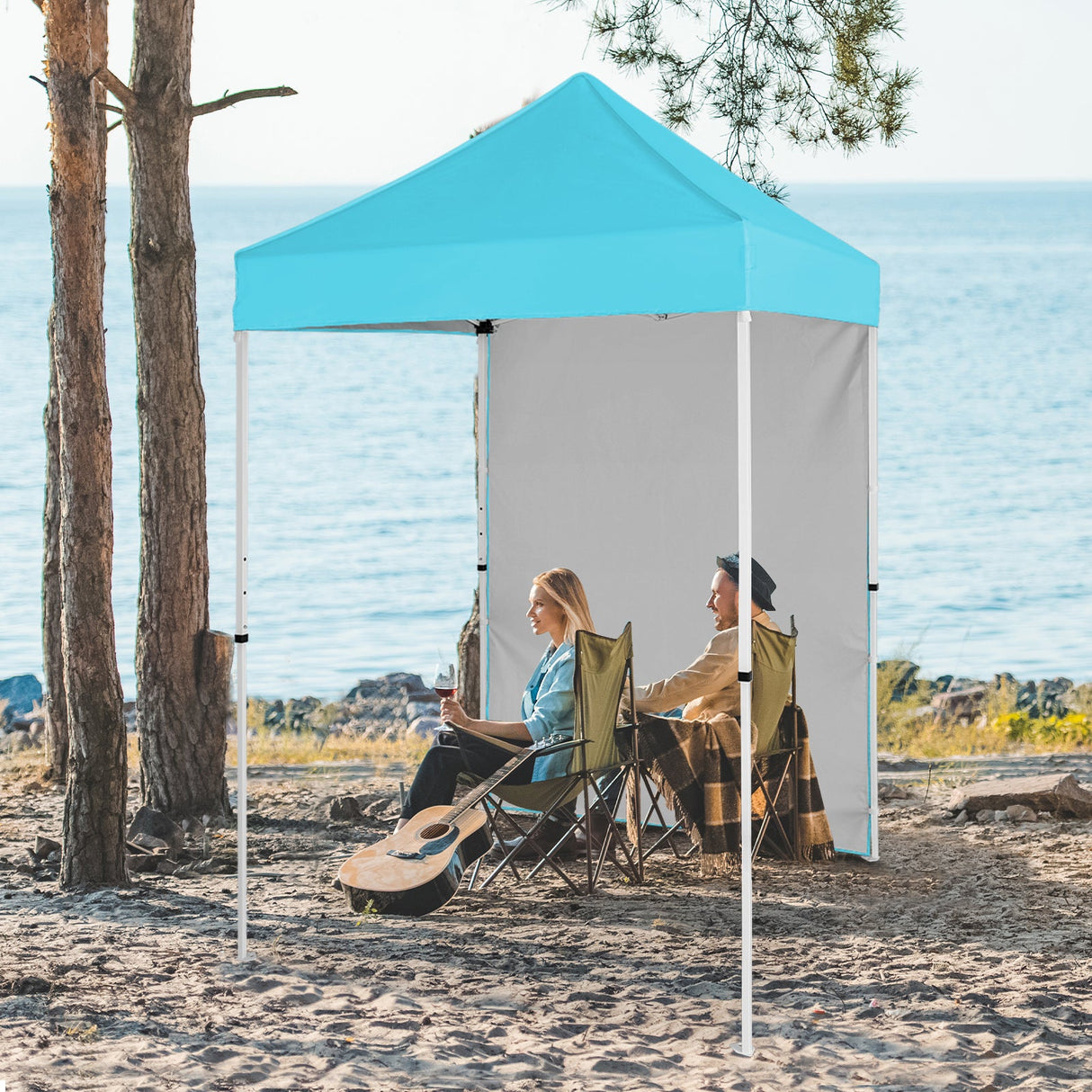 5x5 Straight Leg Pop Up Canopy Tent with One Removable Sunwall - Eagle Peak Custom Canopy Tent