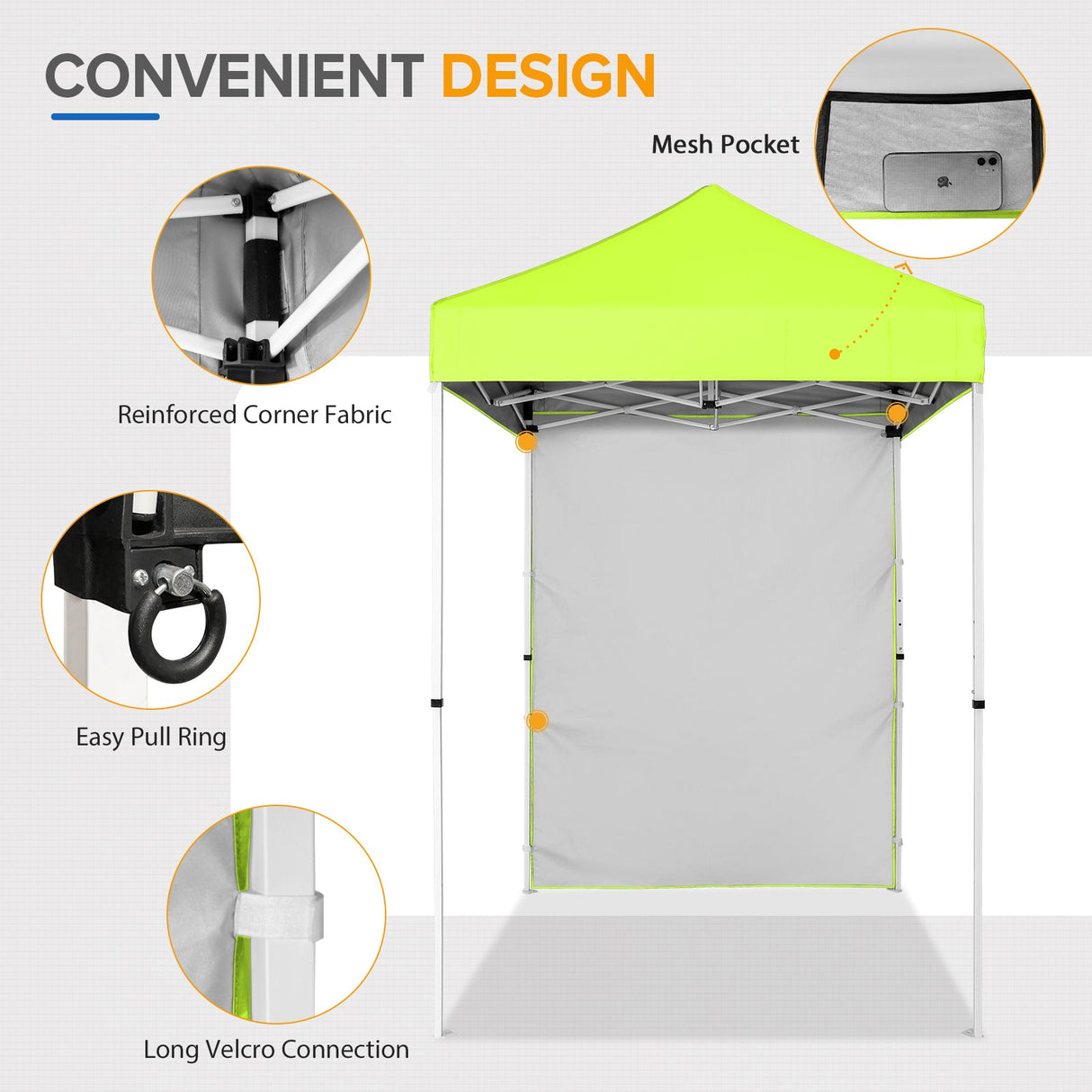 5x5 Straight Leg Pop Up Canopy Tent with One Removable Sunwall - Eagle Peak Custom Canopy Tent