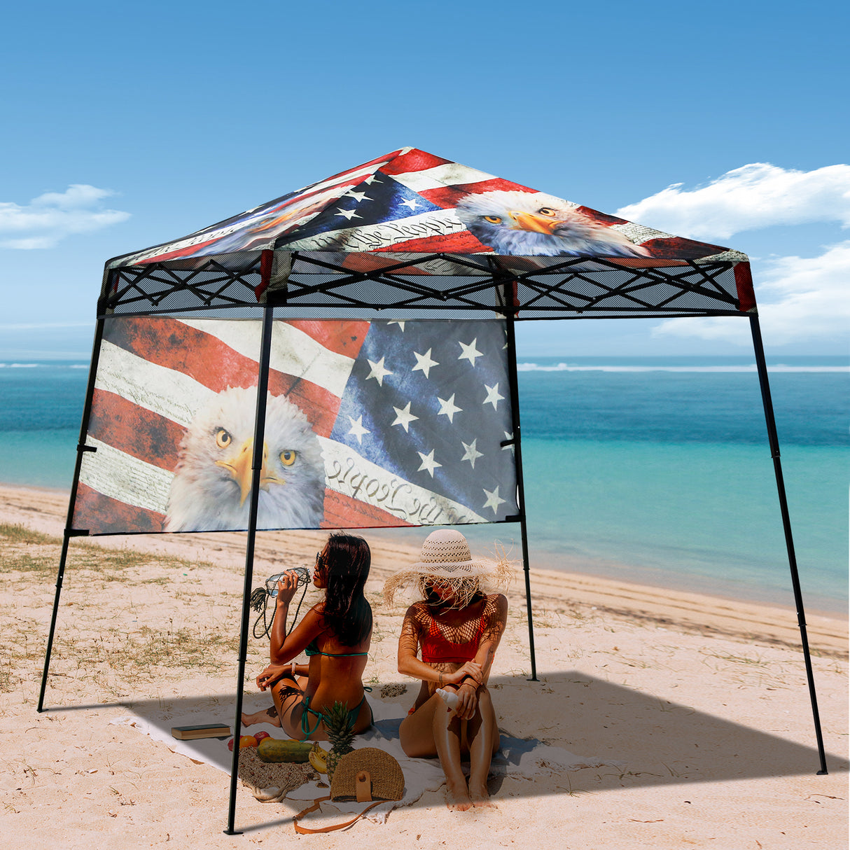 8x8 Backpack Pop Up Canopy Tent w/ Sidewall 8x8 Base 6x6 Top, Unique Printing Fabric