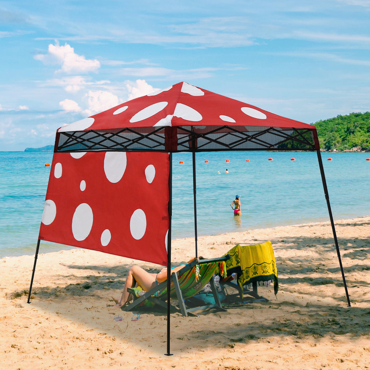 8x8 Backpack Pop Up Canopy Tent w/ Sidewall 8x8 Base 6x6 Top, Unique Printing Fabric