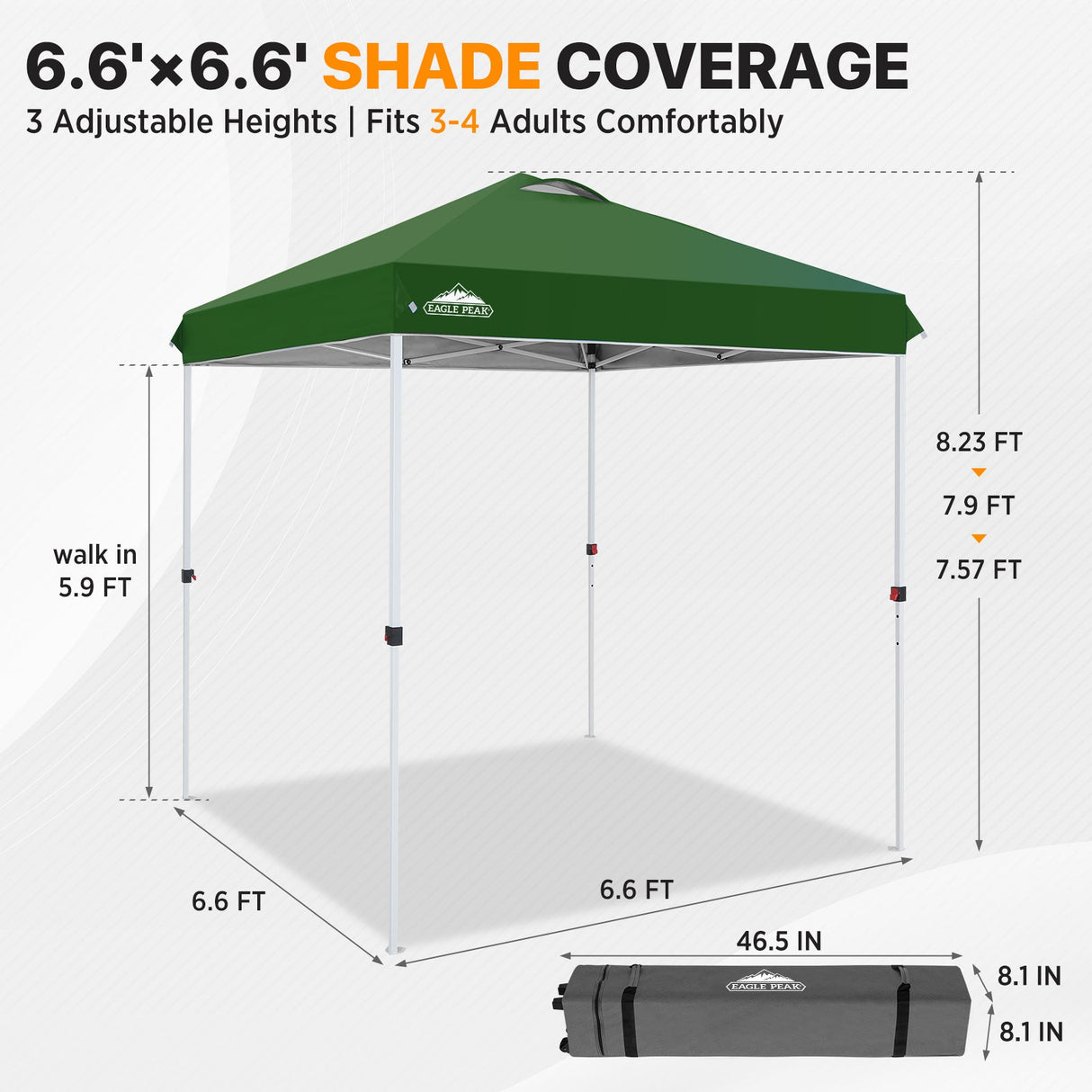 6.6x6.6 Pop Up Canopy Tent - Eagle Peak®