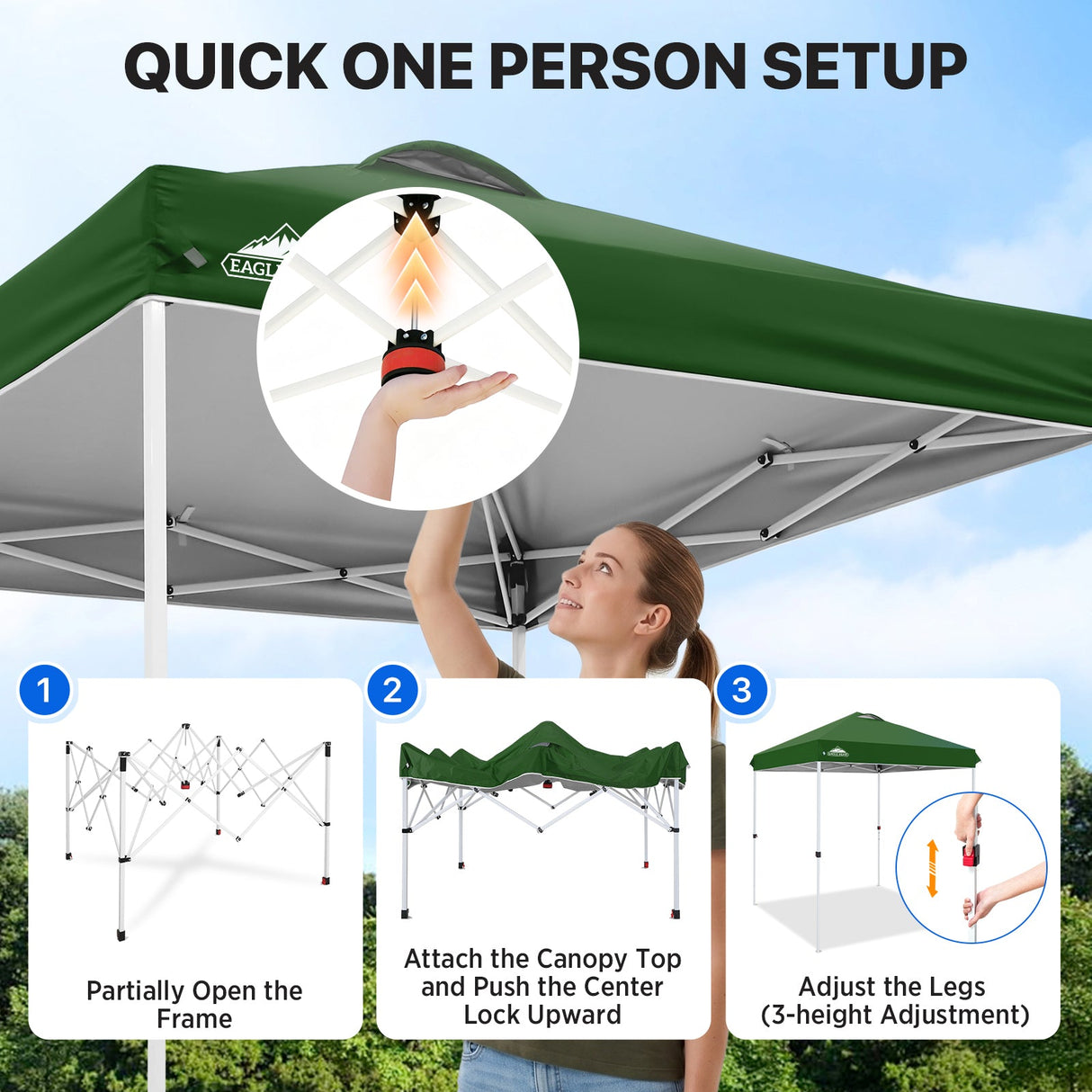 6.6x6.6 Pop Up Canopy Tent - Eagle Peak®