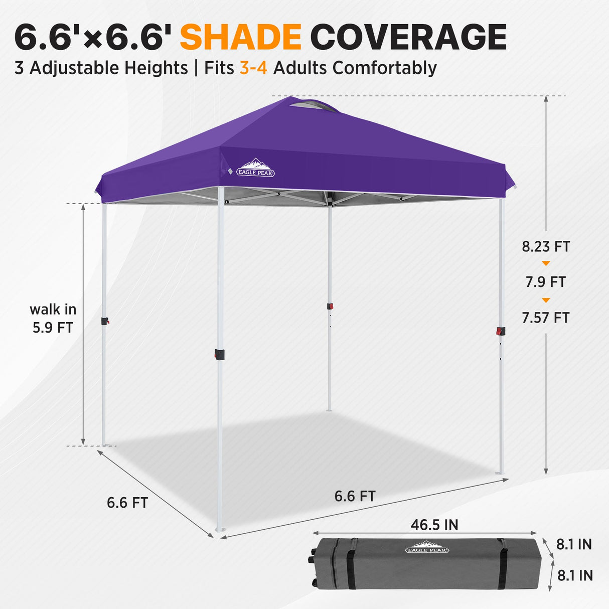 6.6x6.6 Pop Up Canopy Tent - Eagle Peak®