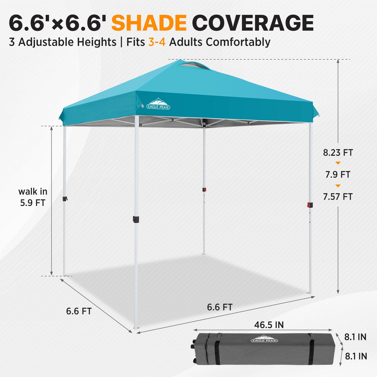 6.6x6.6 Pop Up Canopy Tent - Eagle Peak®