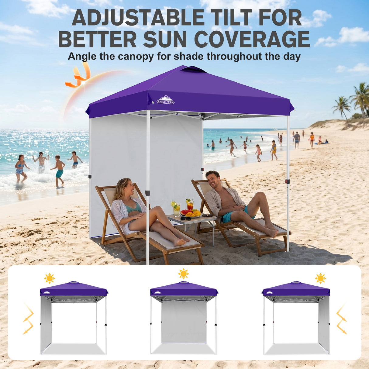 6.6x6.6 Pop Up Canopy Tent with 1 Sidewall - Eagle Peak®