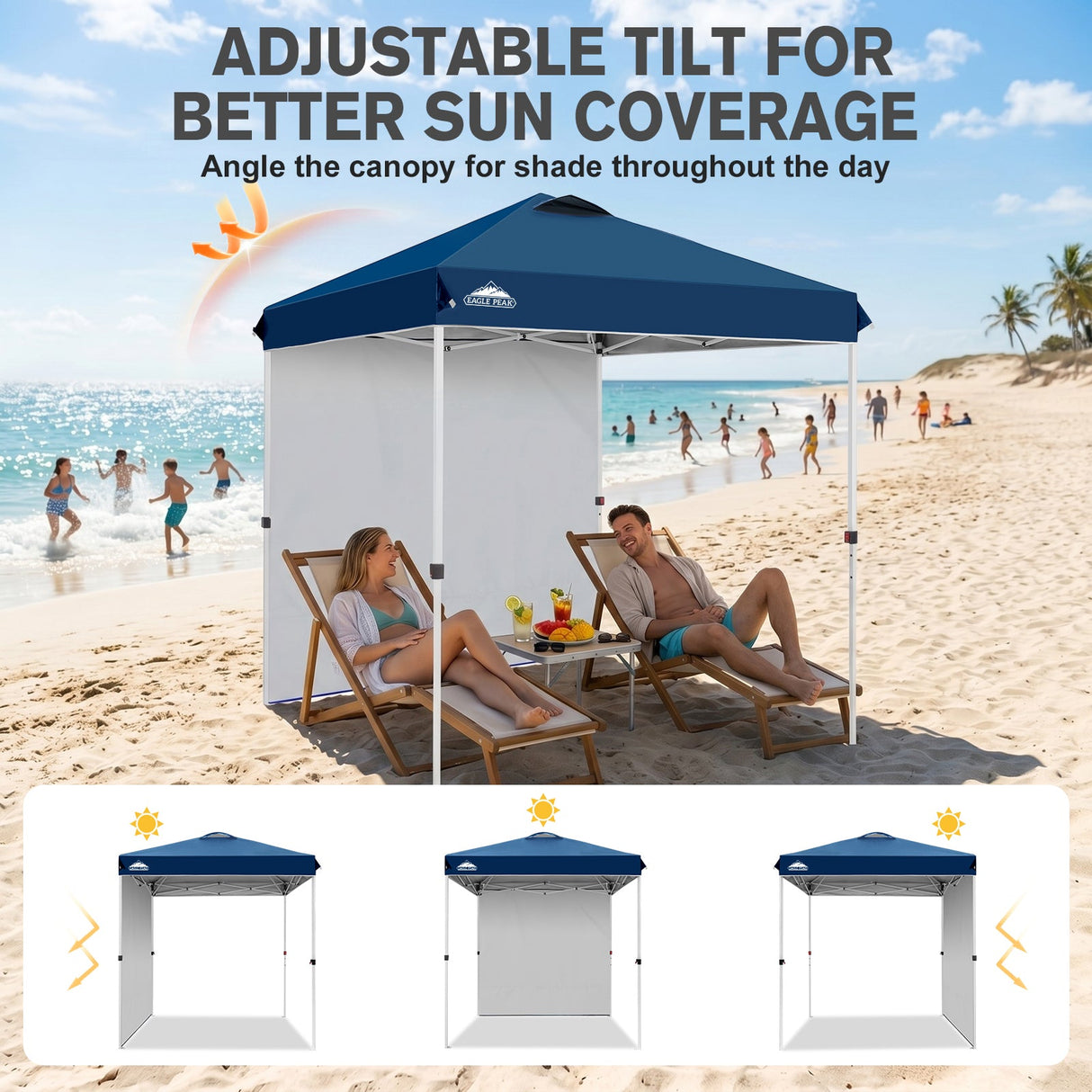 6.6x6.6 Pop Up Canopy Tent with 1 Sidewall - Eagle Peak®