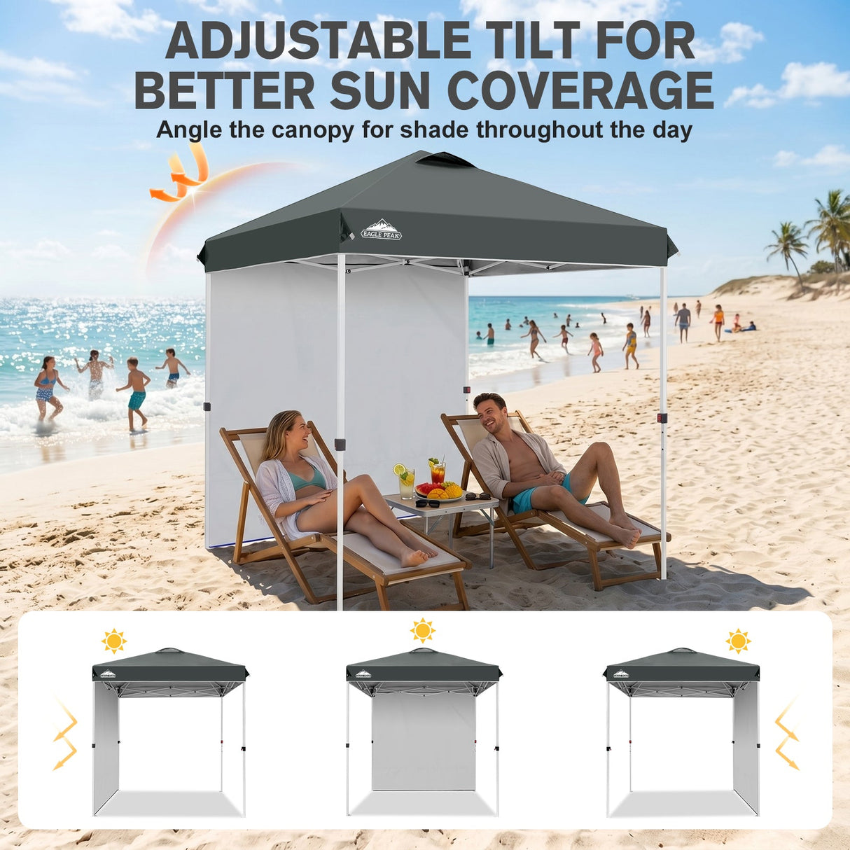 6.6x6.6 Pop Up Canopy Tent with 1 Sidewall - Eagle Peak®
