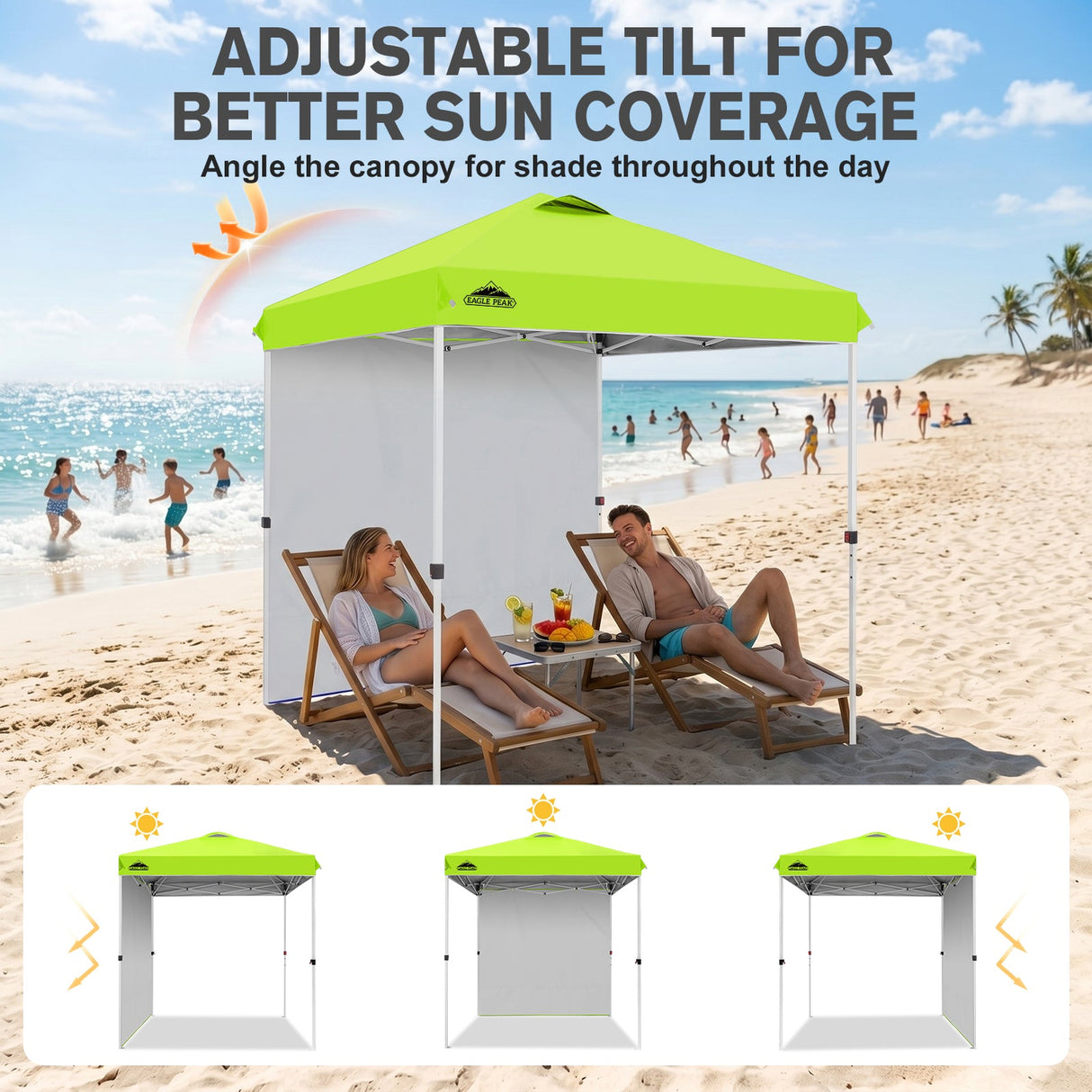 6.6x6.6 Pop Up Canopy Tent with 1 Sidewall - Eagle Peak®