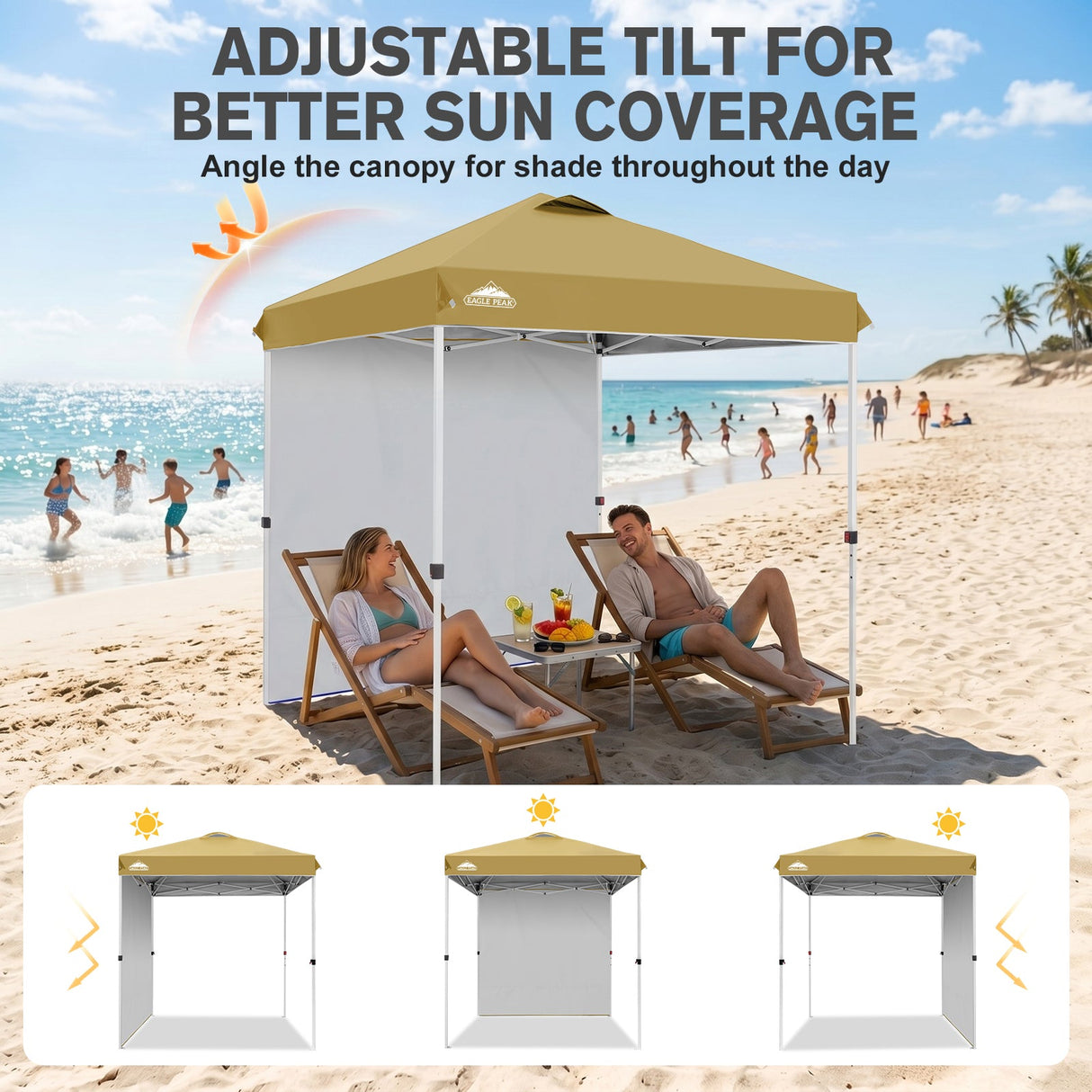 6.6x6.6 Pop Up Canopy Tent with 1 Sidewall - Eagle Peak®