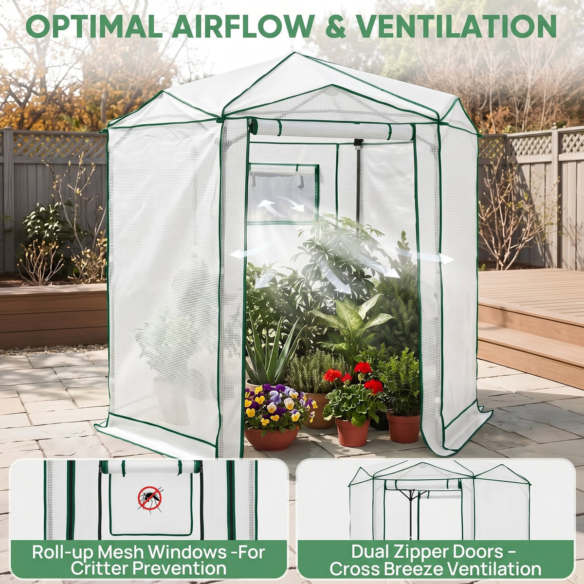 6.6x6.6/8.5x8.5 Easy Setup Pop Up Greenhouse, Hexagon - Eagle Peak®