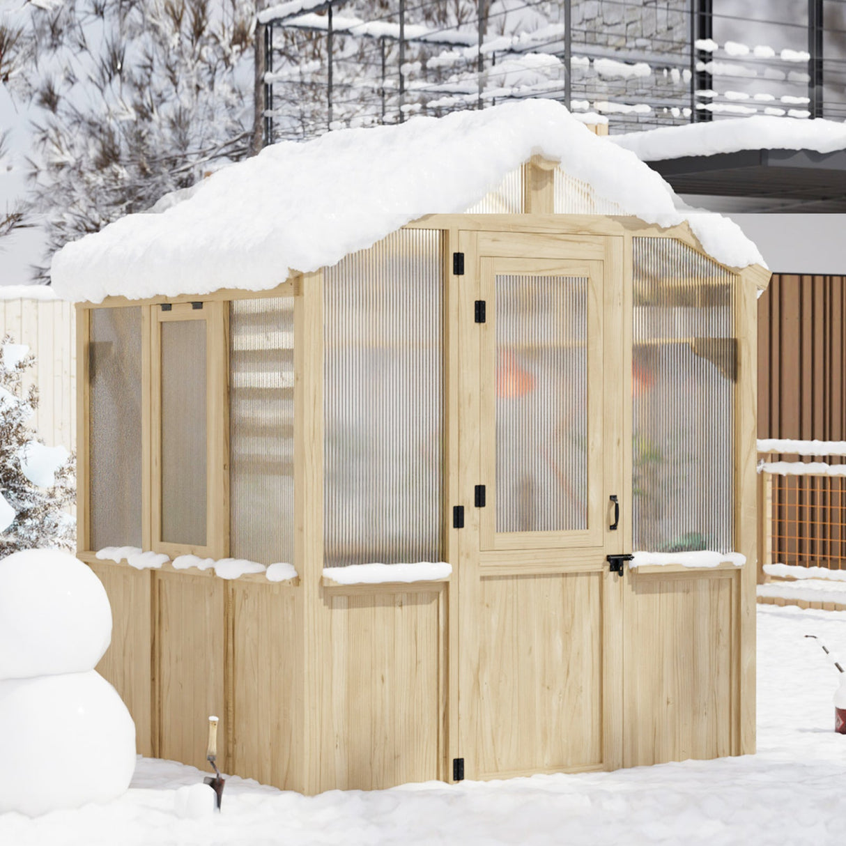 6.7x6x7.7 ft / 6.7x7.8x7.7 ft/ 6.7x9.7x7.7 ft Wood Greenhouse - Eagle Peak Custom Canopy Tent