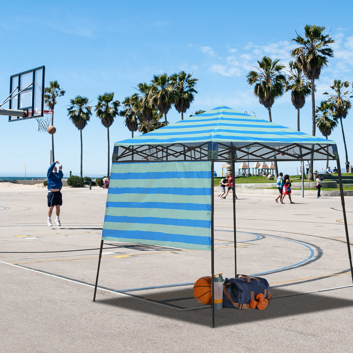 8x8 Backpack Pop Up Canopy Tent w/ Sidewall 8x8 Base 6x6 Top, Unique Printing Fabric