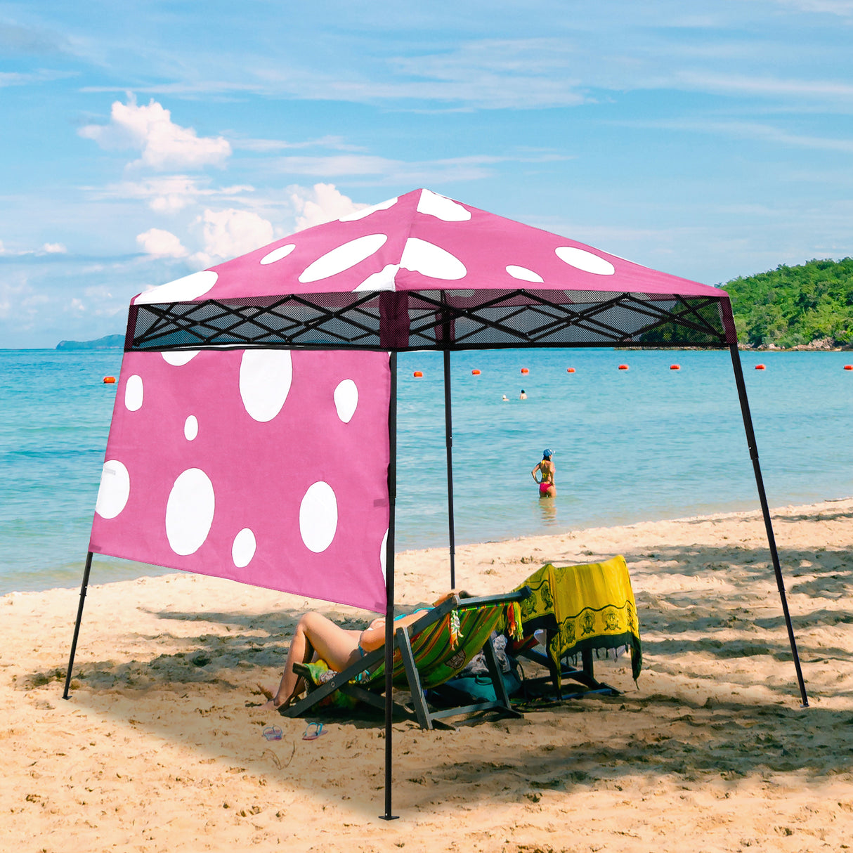 8x8 Backpack Pop Up Canopy Tent w/ Sidewall 8x8 Base 6x6 Top, Unique Printing Fabric
