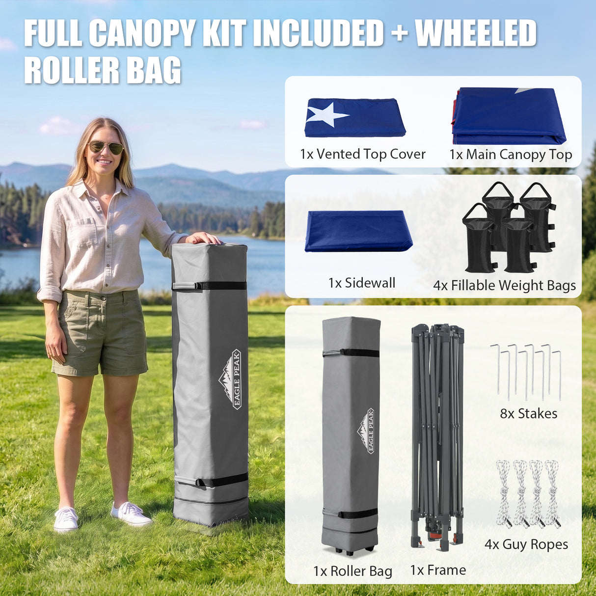 13x13 Pop Up Canopy Tent Sidewall, Extended Eaves