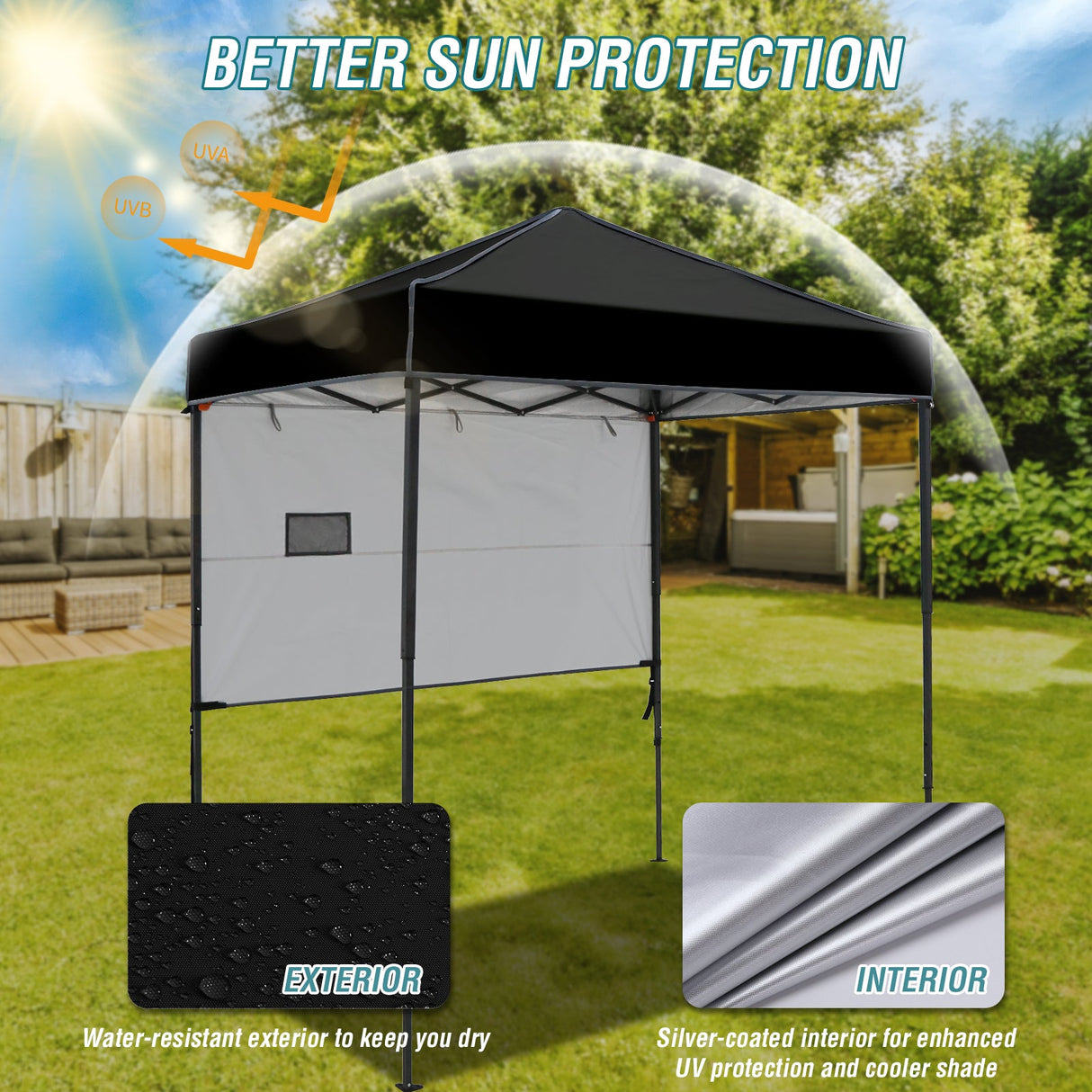 6x4 ft Instant Pop Up Canopy with Adjustable Sun Wall - Eagle Peak Custom Canopy Tent