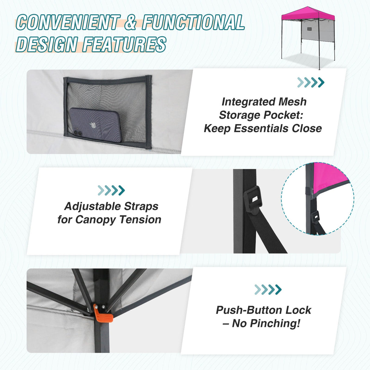 6x4 ft Instant Pop Up Canopy with Adjustable Sun Wall - Eagle Peak Custom Canopy Tent