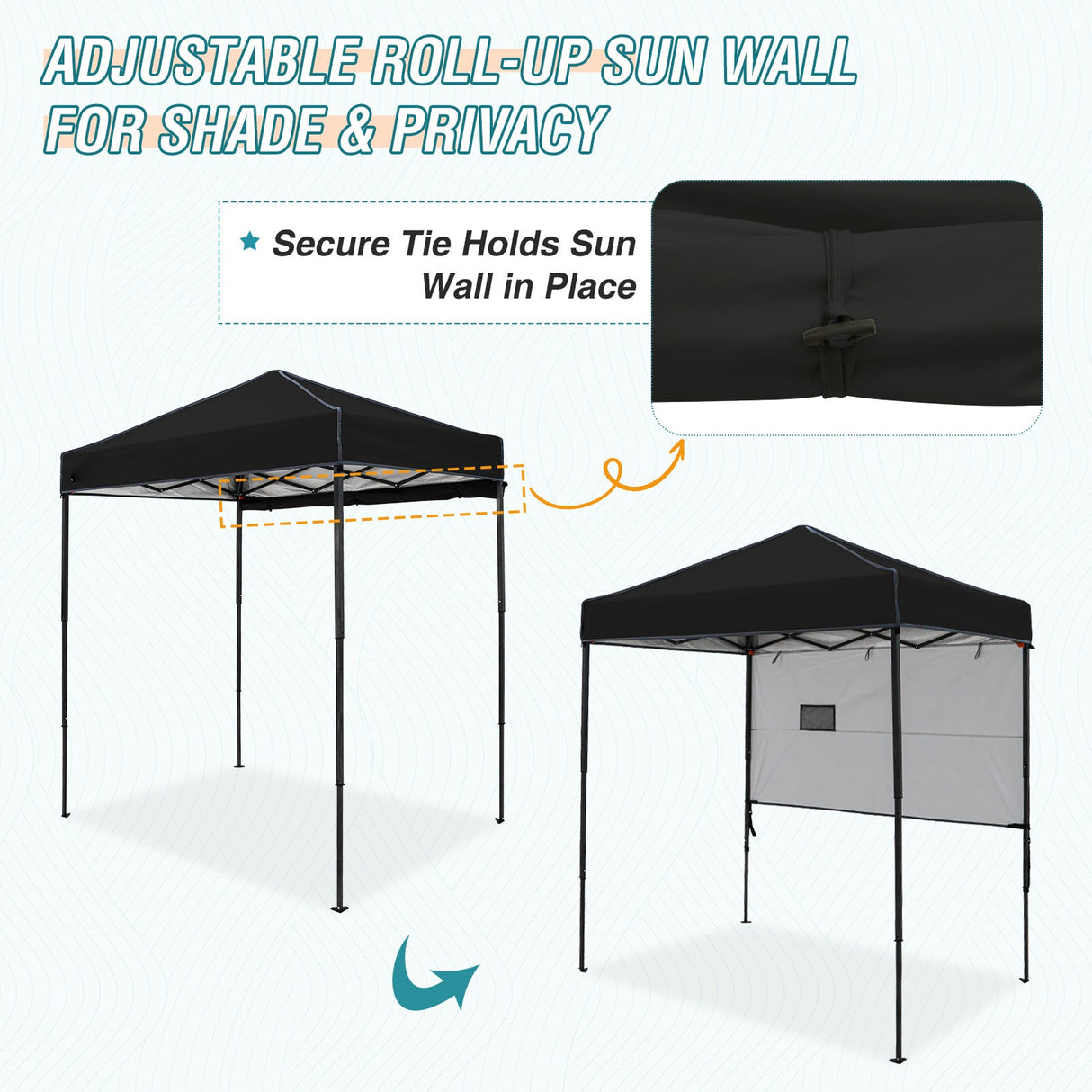 6x4 ft Instant Pop Up Canopy with Adjustable Sun Wall - Eagle Peak Custom Canopy Tent