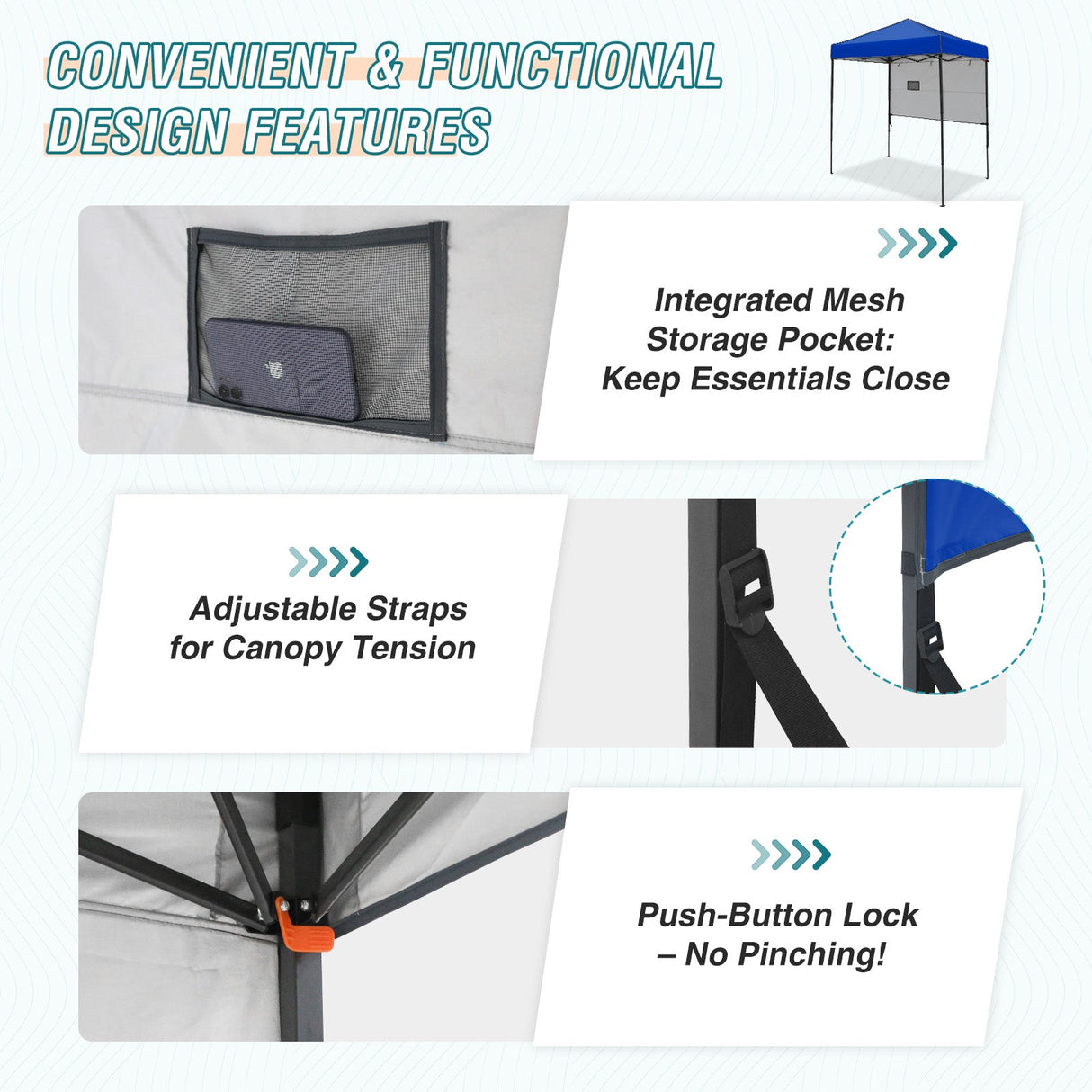 6x4 ft Instant Pop Up Canopy with Adjustable Sun Wall - Eagle Peak Custom Canopy Tent