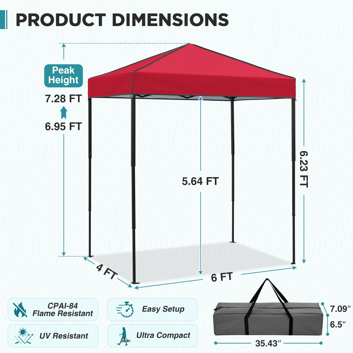 6x4 Instant Pop Up Canopy Tent - Eagle Peak®