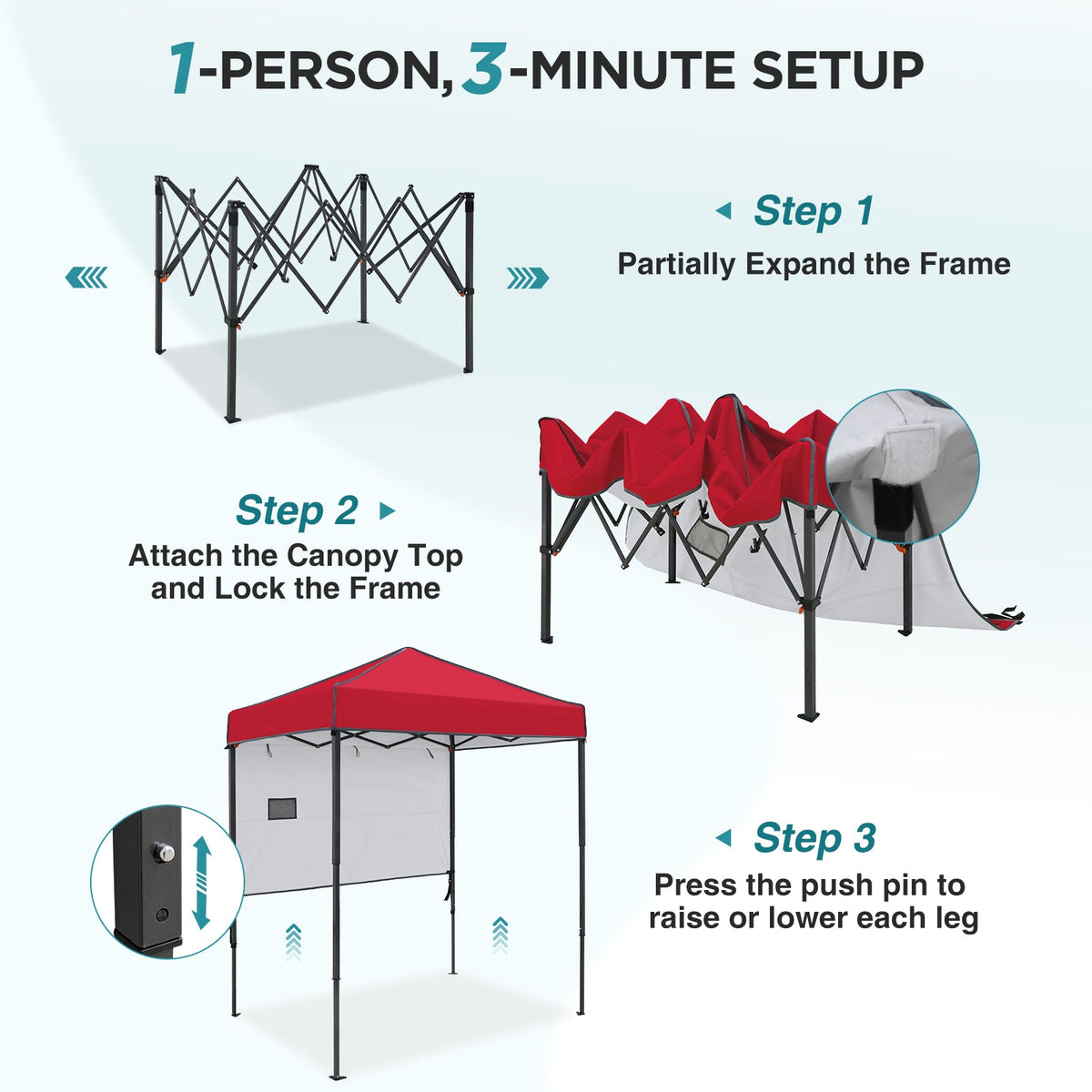 6x4 Instant Pop Up Canopy Tent with 1 Half Wall - Eagle Peak®