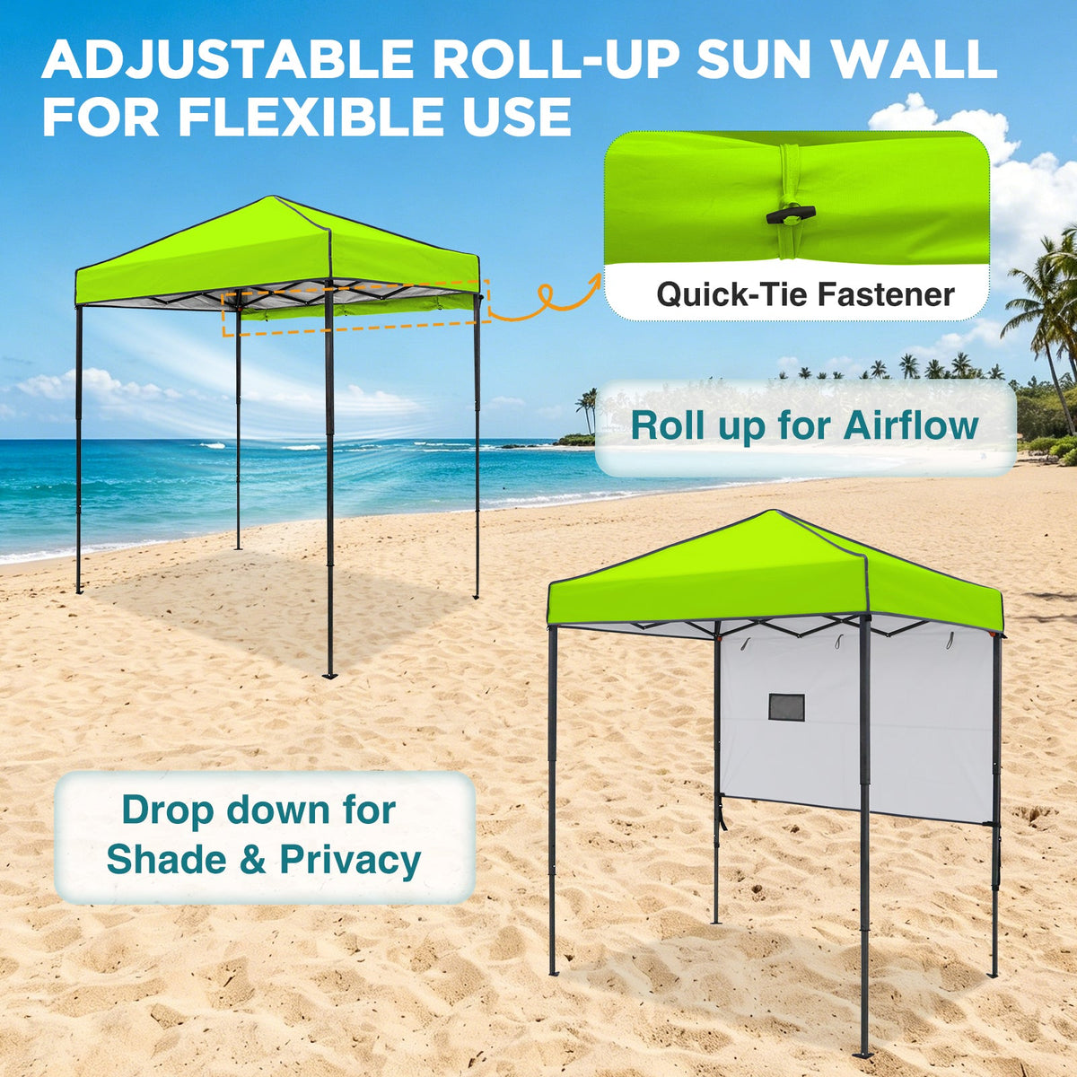6x4 Instant Pop Up Canopy Tent with 1 Half Wall - Eagle Peak®