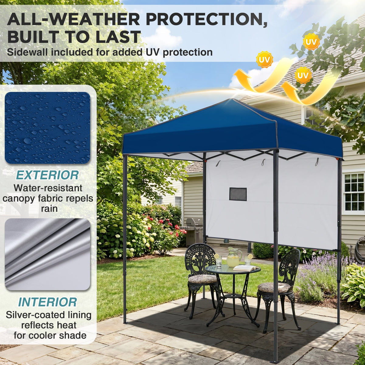 6x4 Instant Pop Up Canopy Tent with 1 Half Wall - Eagle Peak®