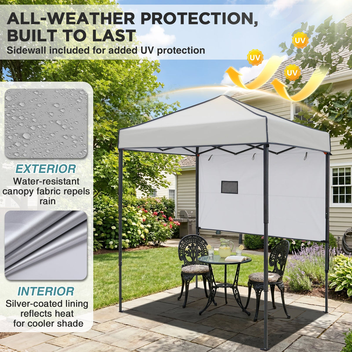 6x4 Instant Pop Up Canopy Tent with 1 Half Wall - Eagle Peak®