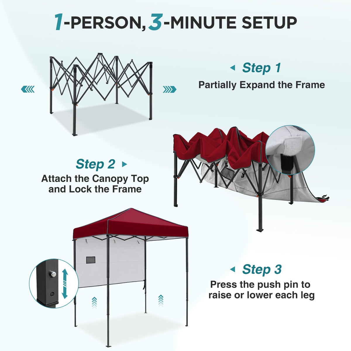 6x4 Instant Pop Up Canopy Tent with 1 Half Wall - Eagle Peak®