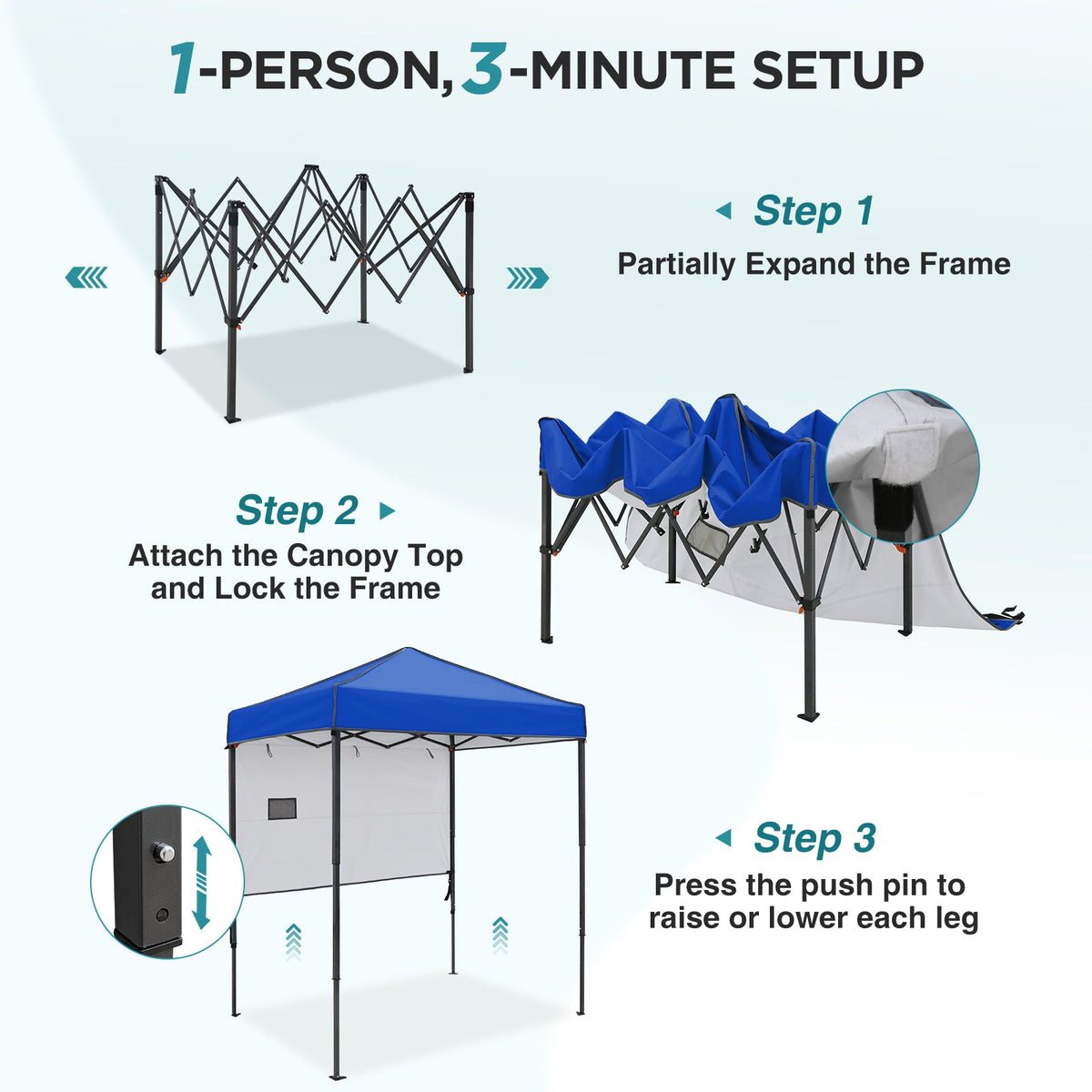 6x4 Instant Pop Up Canopy Tent with 1 Half Wall - Eagle Peak®
