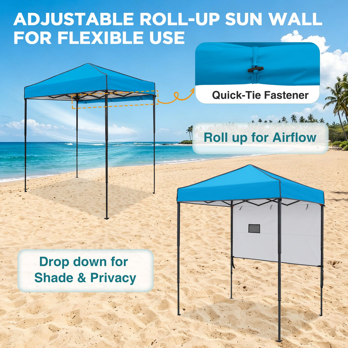6x4 Instant Pop Up Canopy Tent with 1 Half Wall - Eagle Peak®