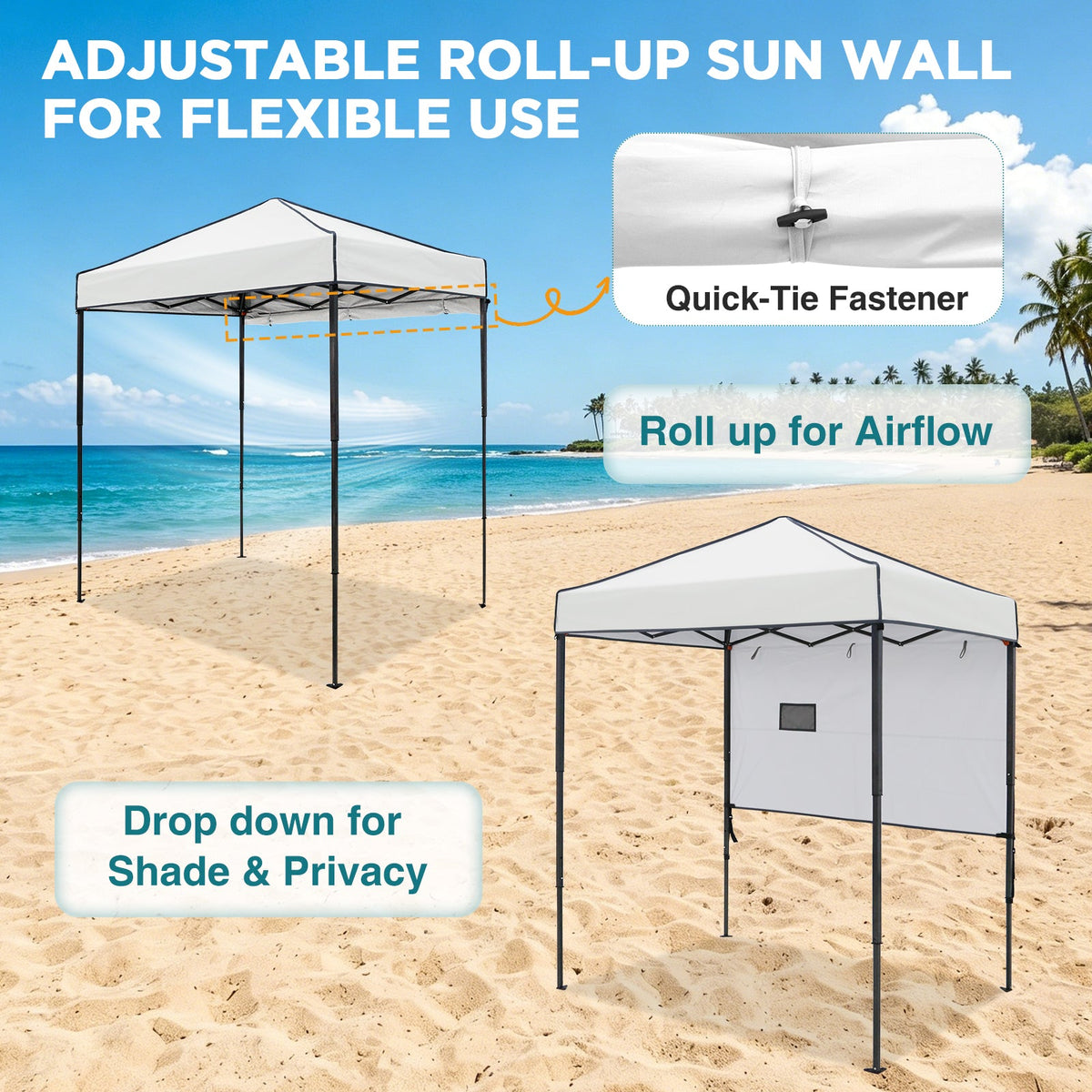 6x4 Instant Pop Up Canopy Tent with 1 Half Wall - Eagle Peak®