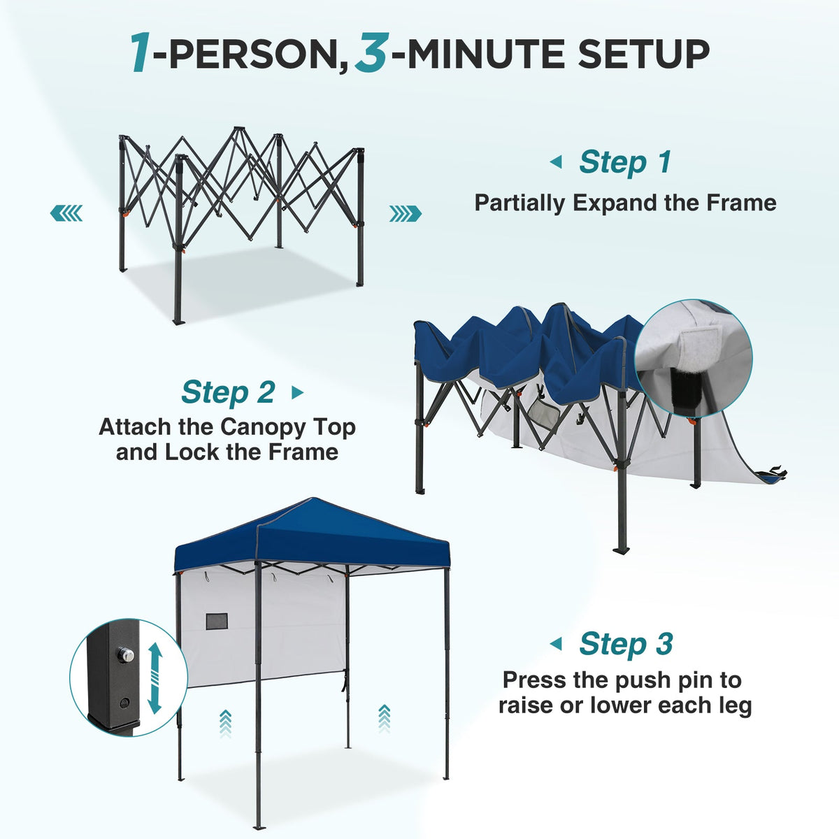 6x4 Instant Pop Up Canopy Tent with 1 Half Wall - Eagle Peak®