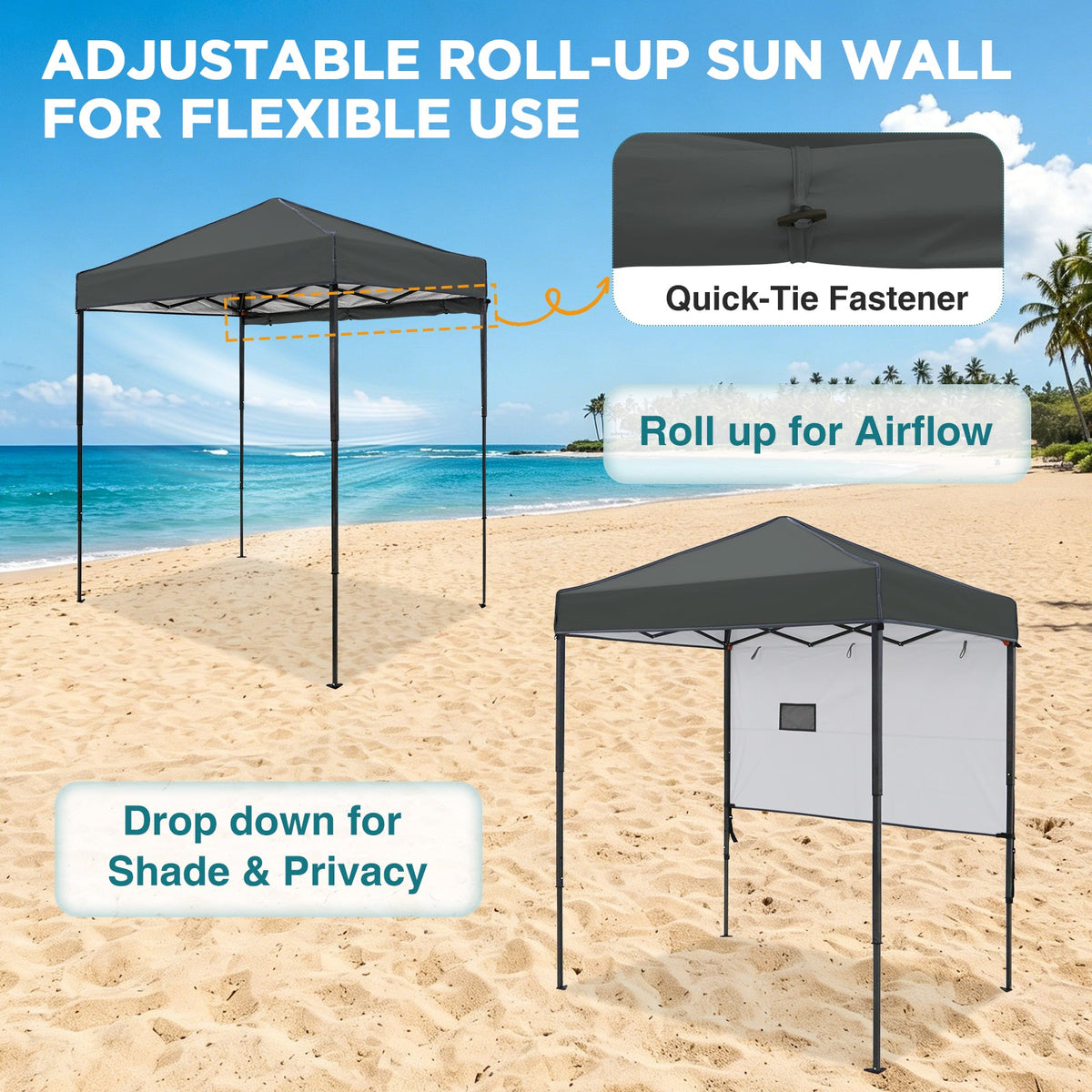 6x4 Instant Pop Up Canopy Tent with 1 Half Wall - Eagle Peak®