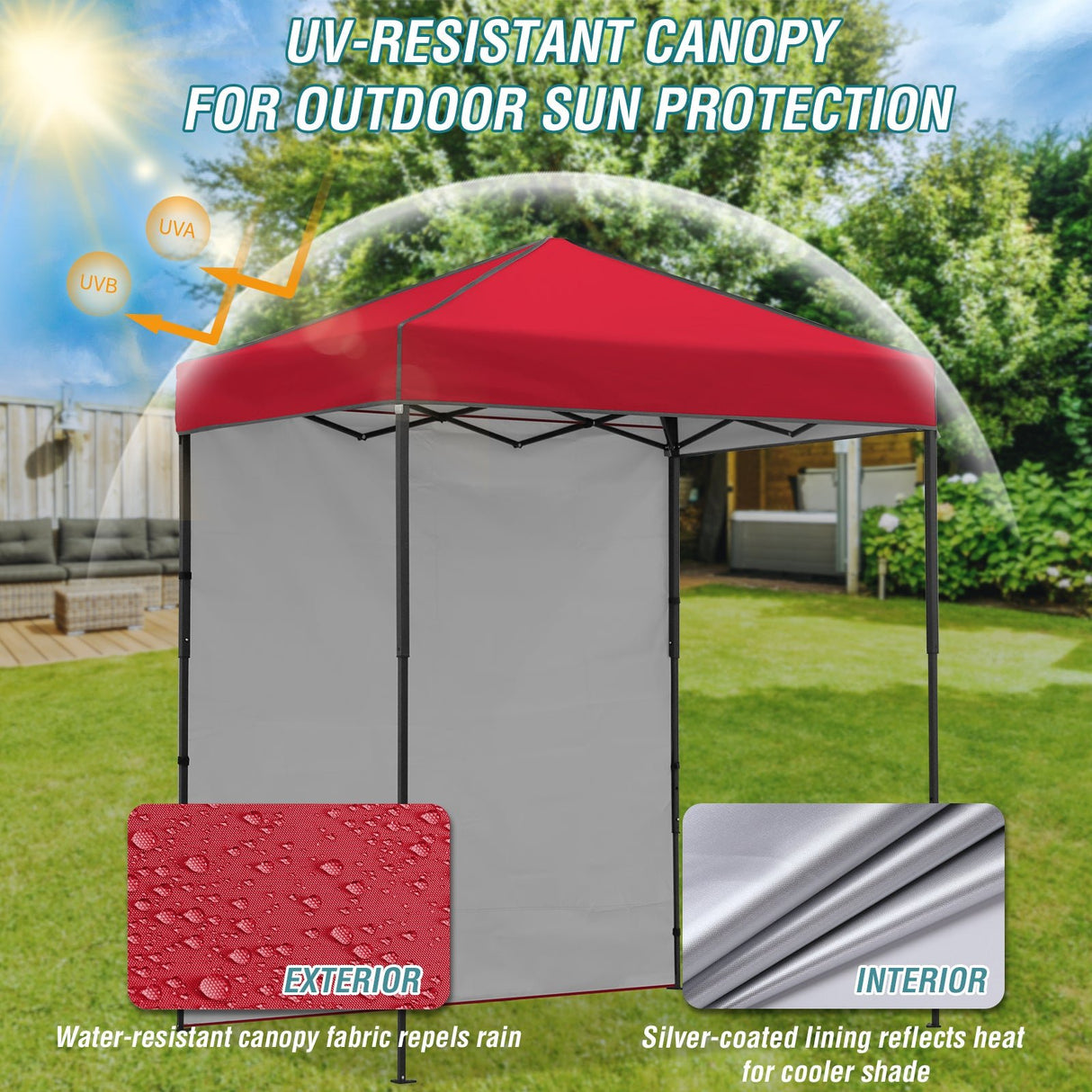 6x4 Instant Pop Up Canopy Tent with 1 Side Wall Panel - Eagle Peak Custom Canopy Tent