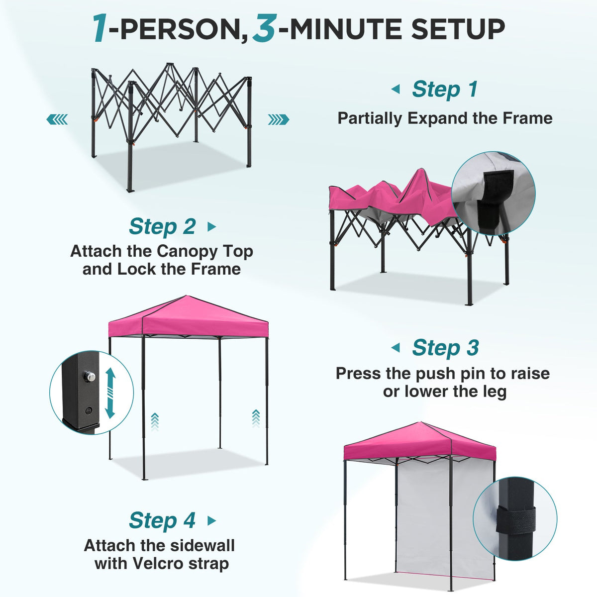6x4 Instant Pop Up Canopy Tent with 1 Sidewall - Eagle Peak®