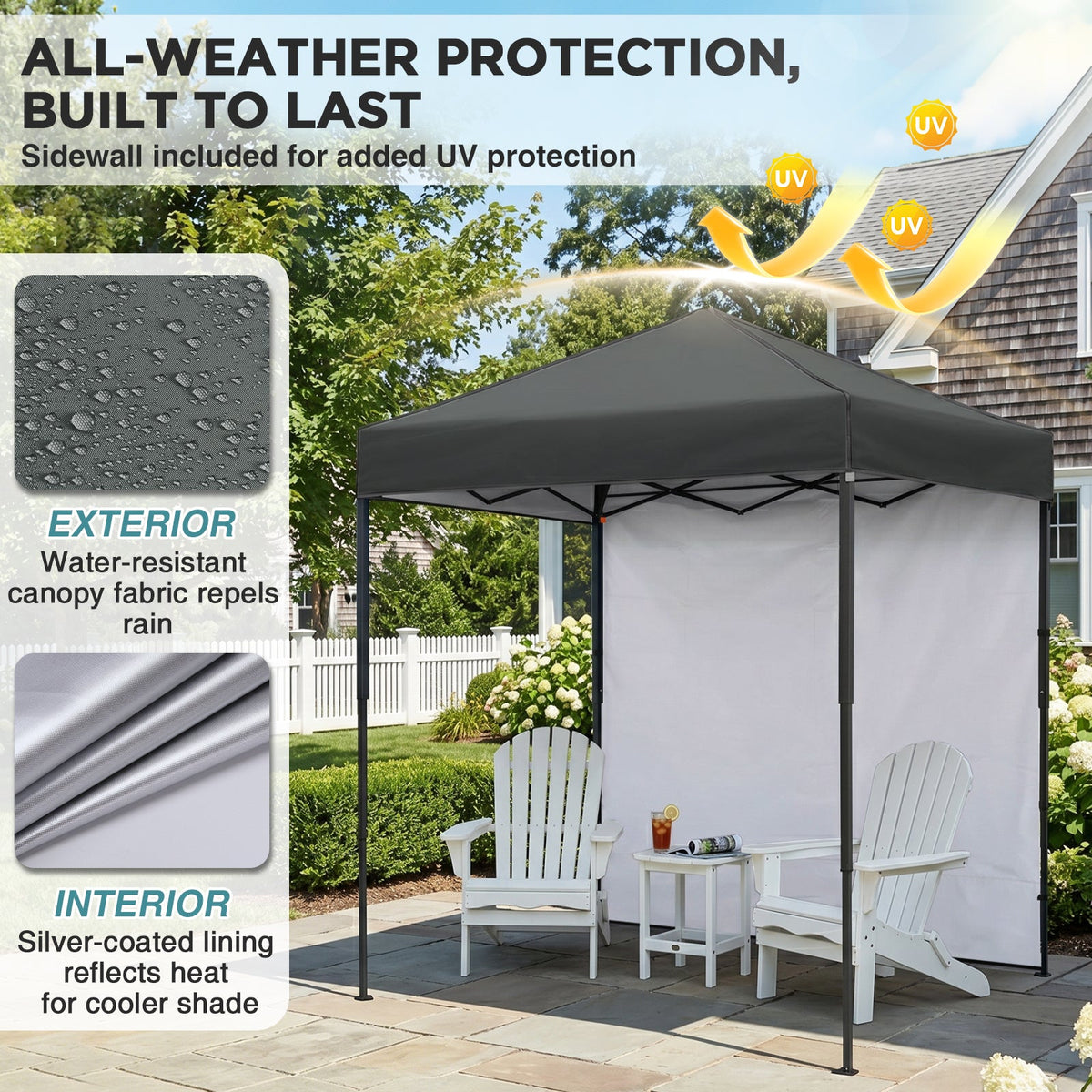 6x4 Instant Pop Up Canopy Tent with 1 Sidewall - Eagle Peak®