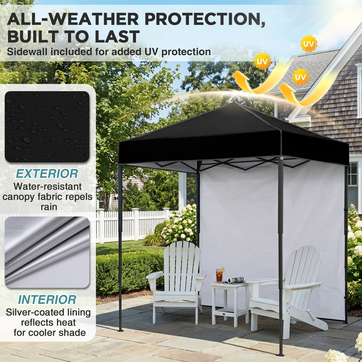 6x4 Instant Pop Up Canopy Tent with 1 Sidewall - Eagle Peak®
