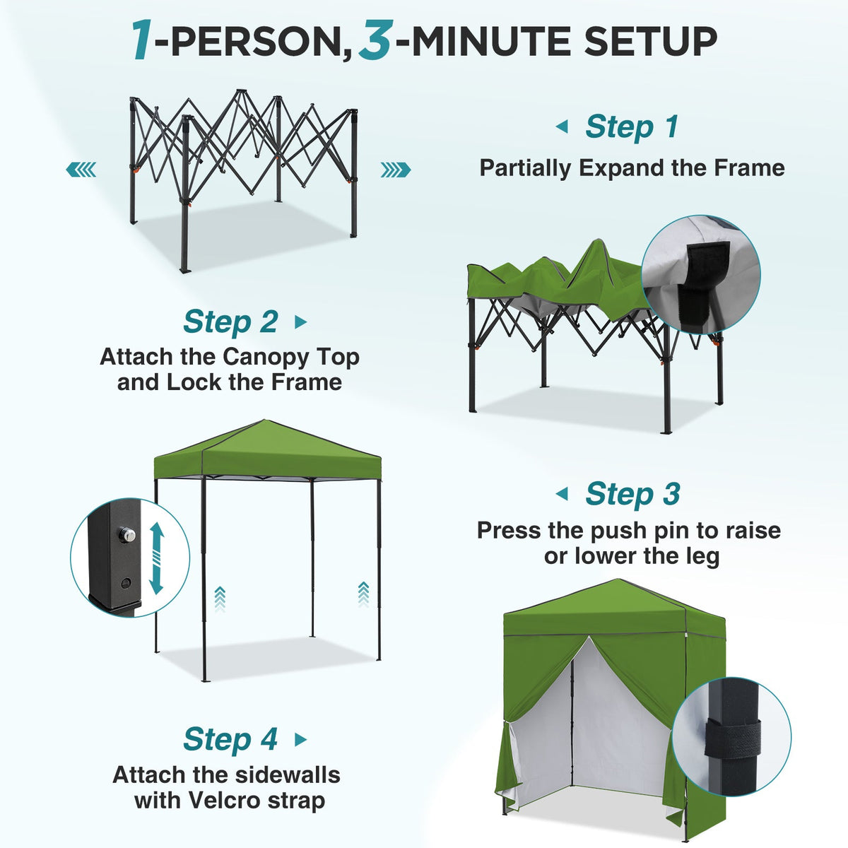 6x4 Instant Pop Up Canopy Tent with 4 Sidewalls - Eagle Peak®