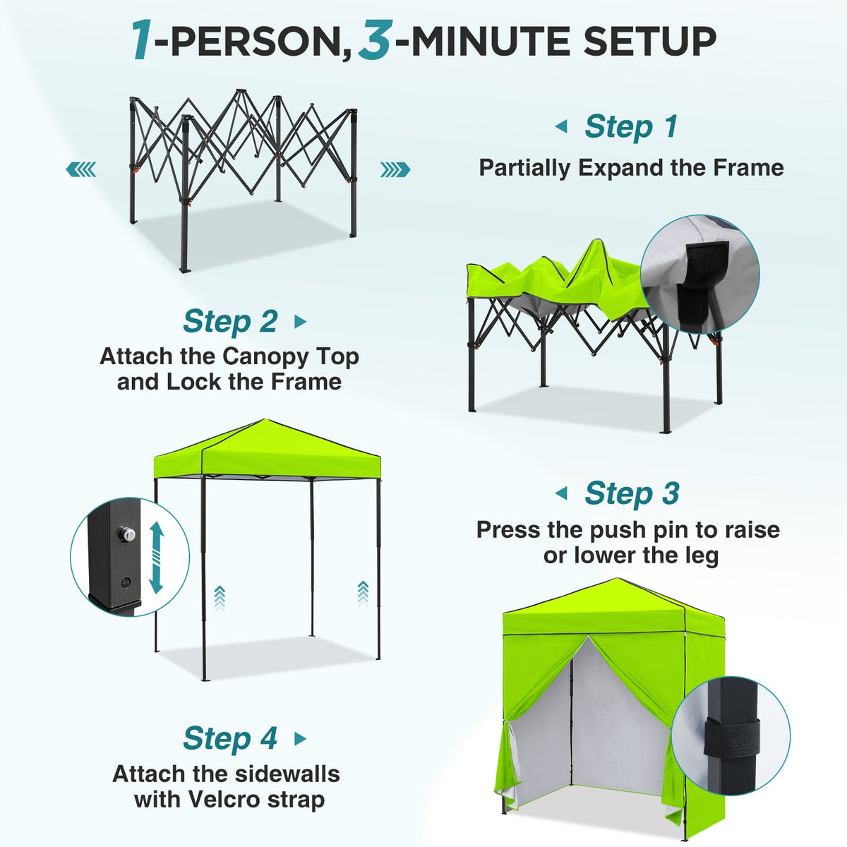 6x4 Instant Pop Up Canopy Tent with 4 Sidewalls - Eagle Peak®
