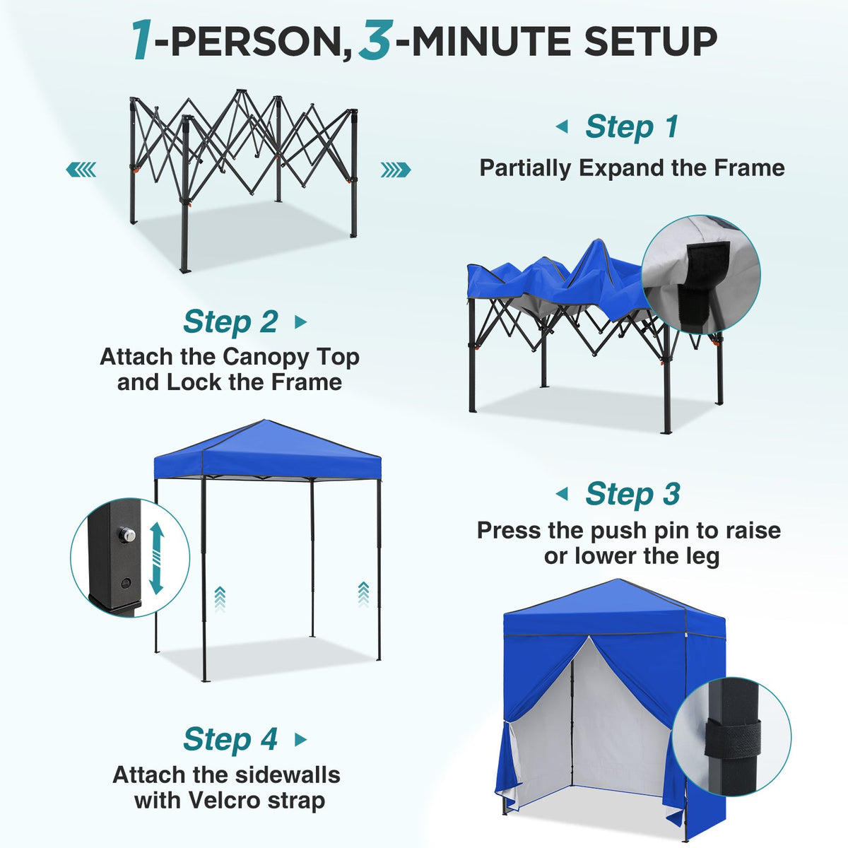 6x4 Instant Pop Up Canopy Tent with 4 Sidewalls - Eagle Peak®